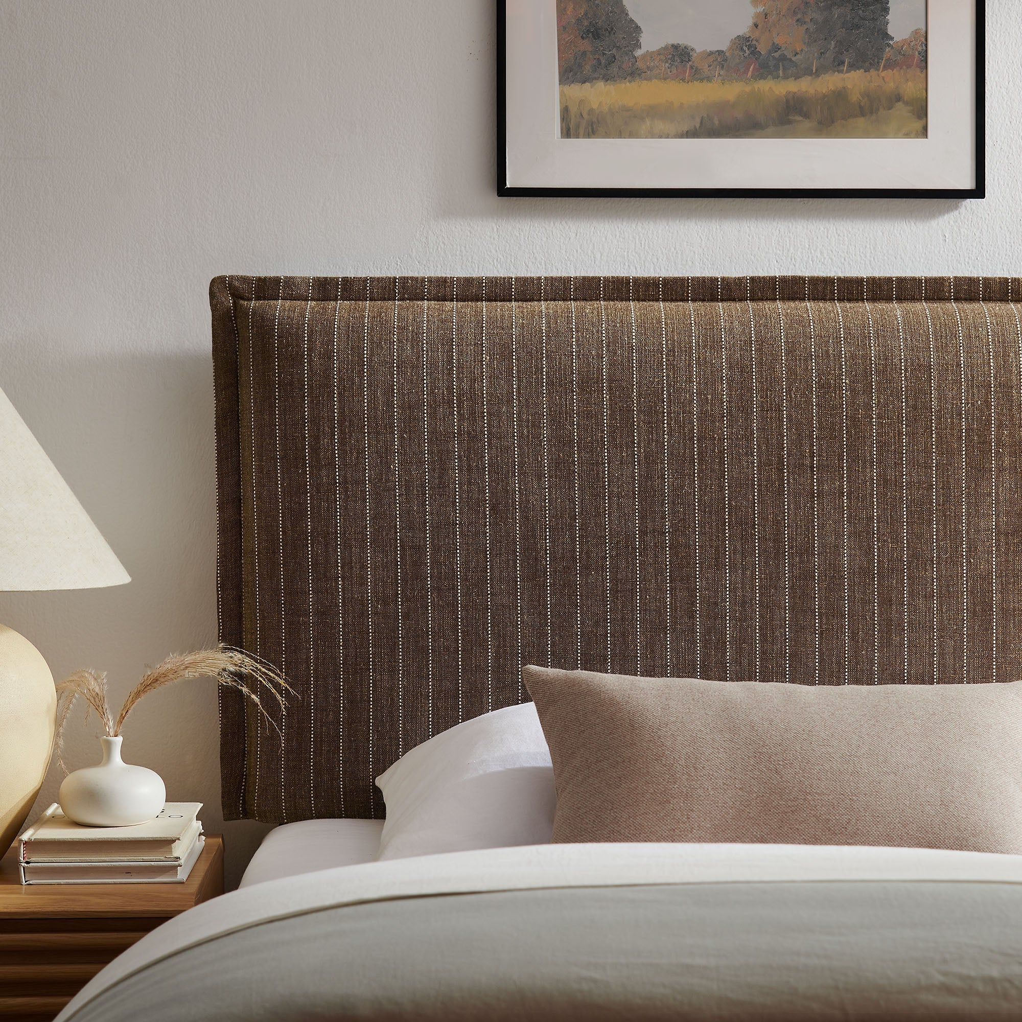 Camille Striped Linen Blend Queen Size Headboard