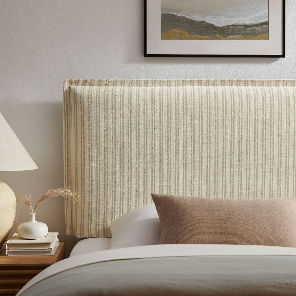 Camille Striped Linen Blend Queen Size Headboard