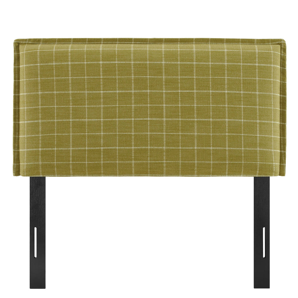 Camille Checkered Linen Blend Queen Size Headboard