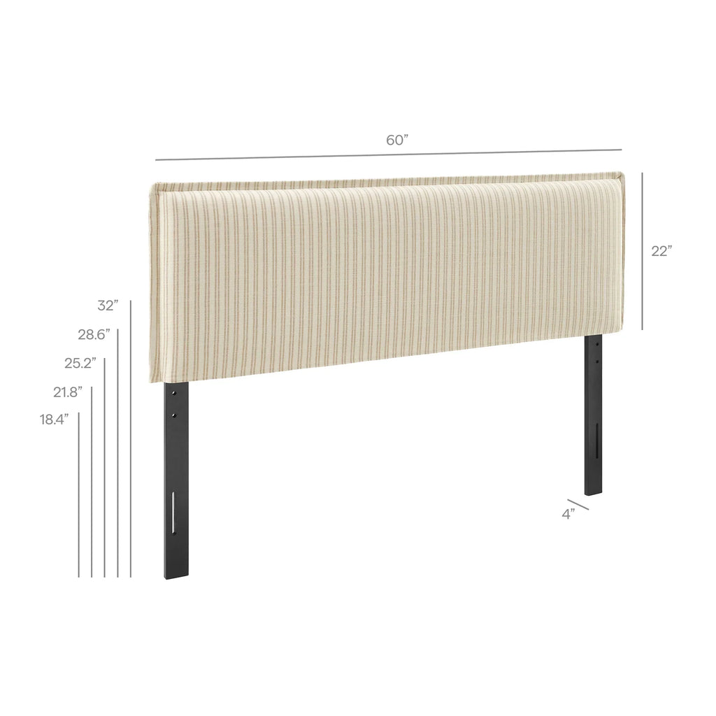 Camille Striped Linen Blend Queen Size Headboard