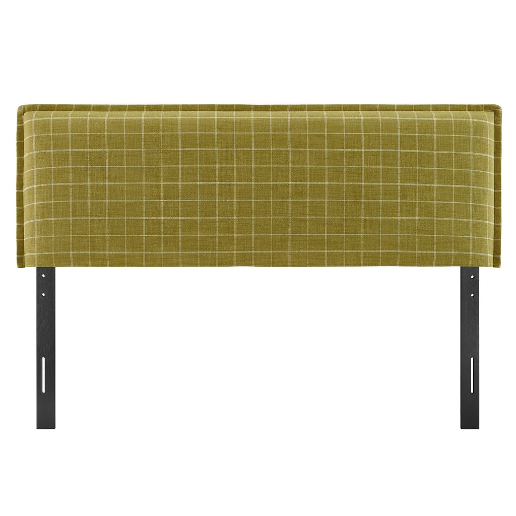 Camille Checkered Linen Blend Queen Size Headboard