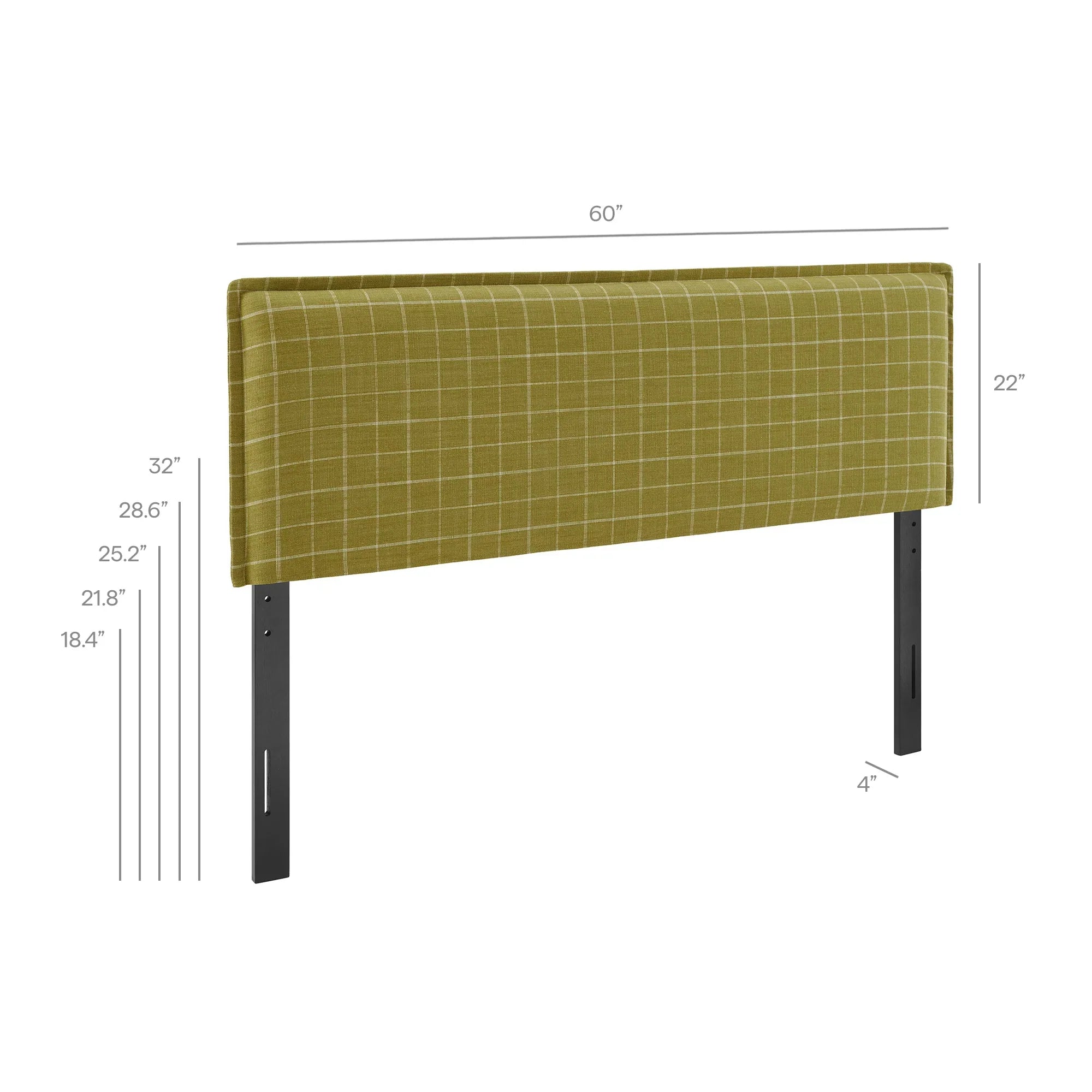 Camille Checkered Linen Blend Queen Size Headboard