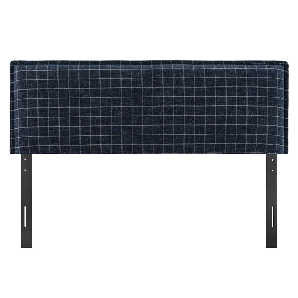 Camille Checkered Linen Blend Queen Size Headboard