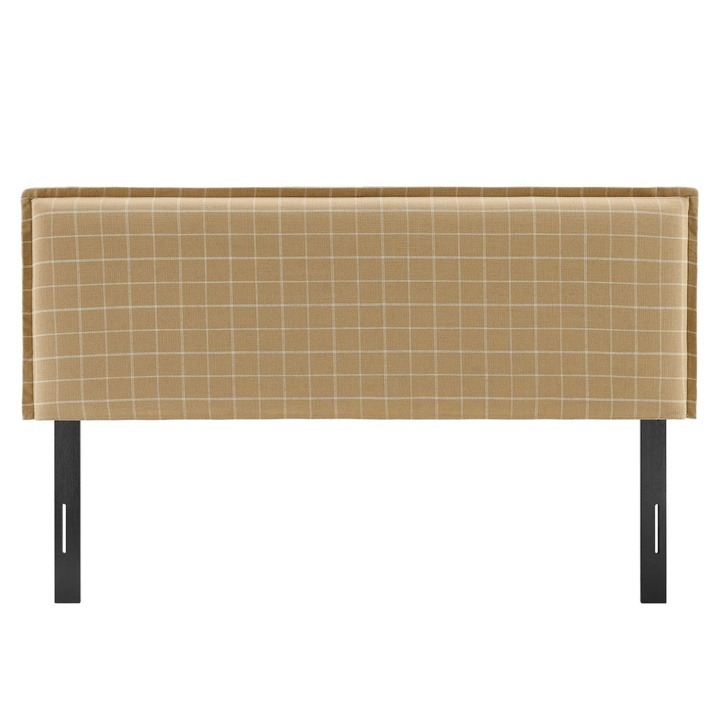 Camille Checkered Linen Blend Queen Size Headboard