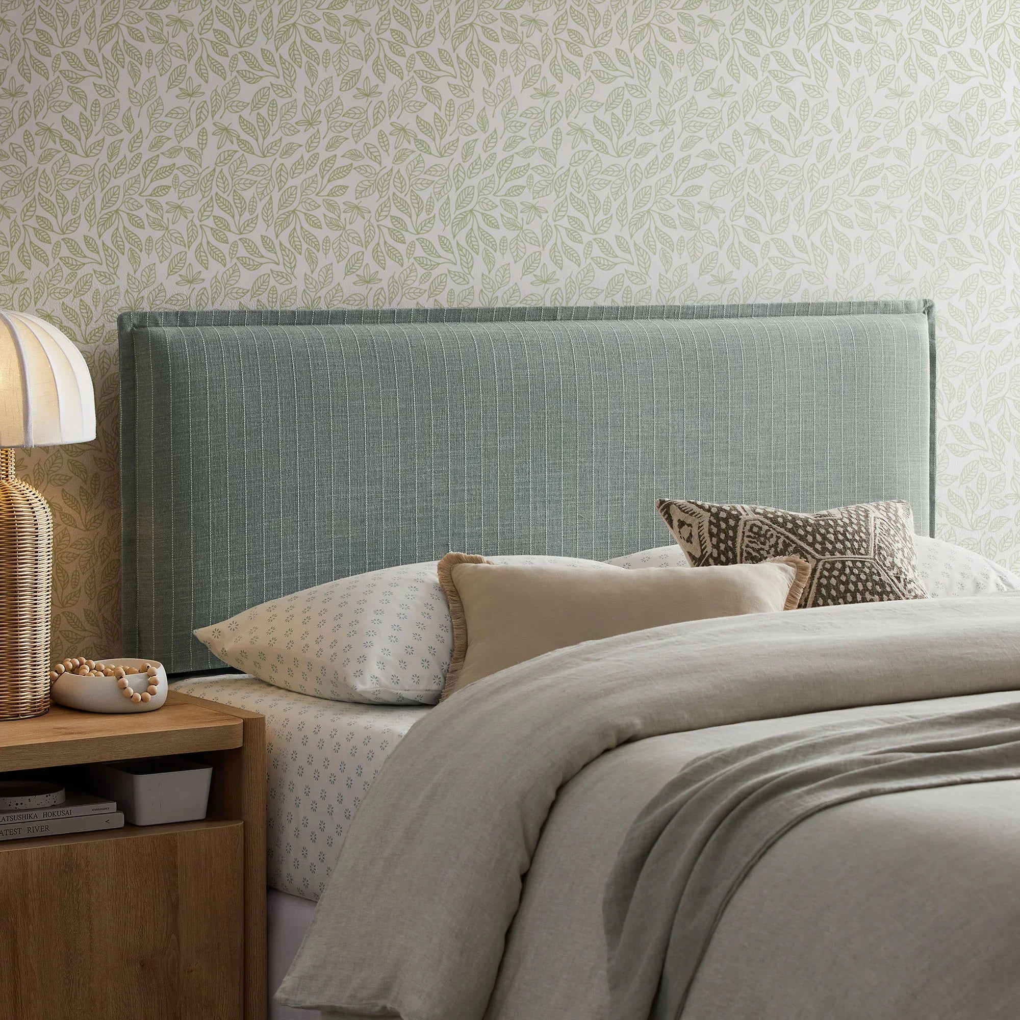 Camille Striped Linen Blend Queen Size Headboard