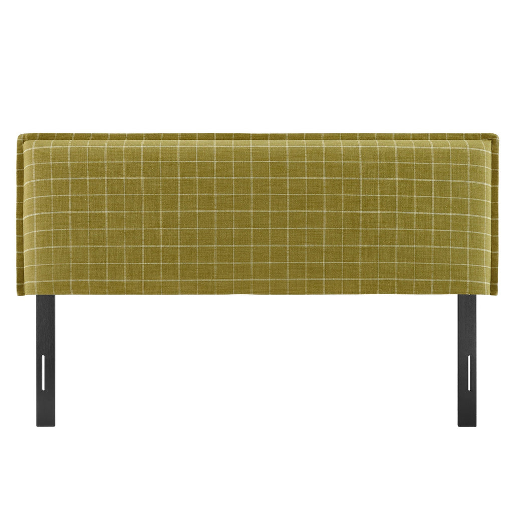 Camille Checkered Linen Blend Queen Size Headboard
