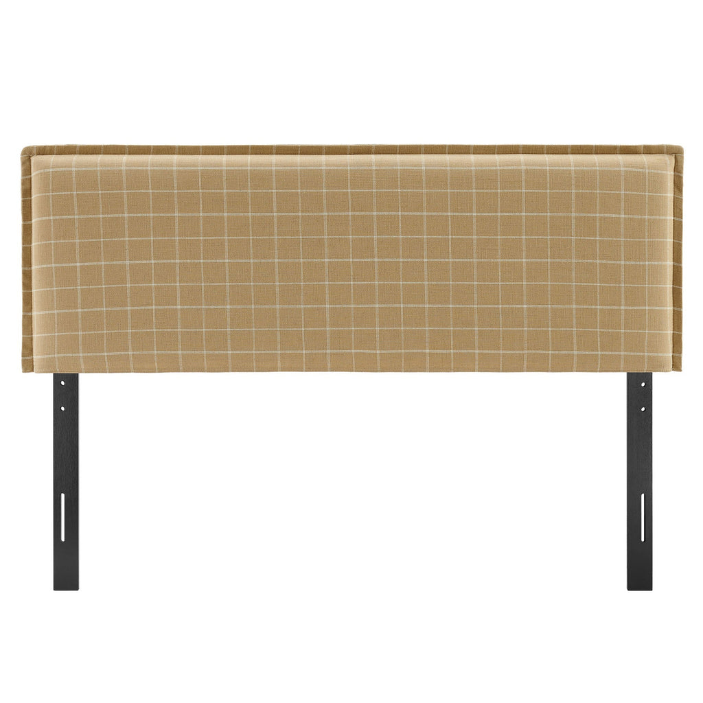 Camille Checkered Linen Blend Queen Size Headboard