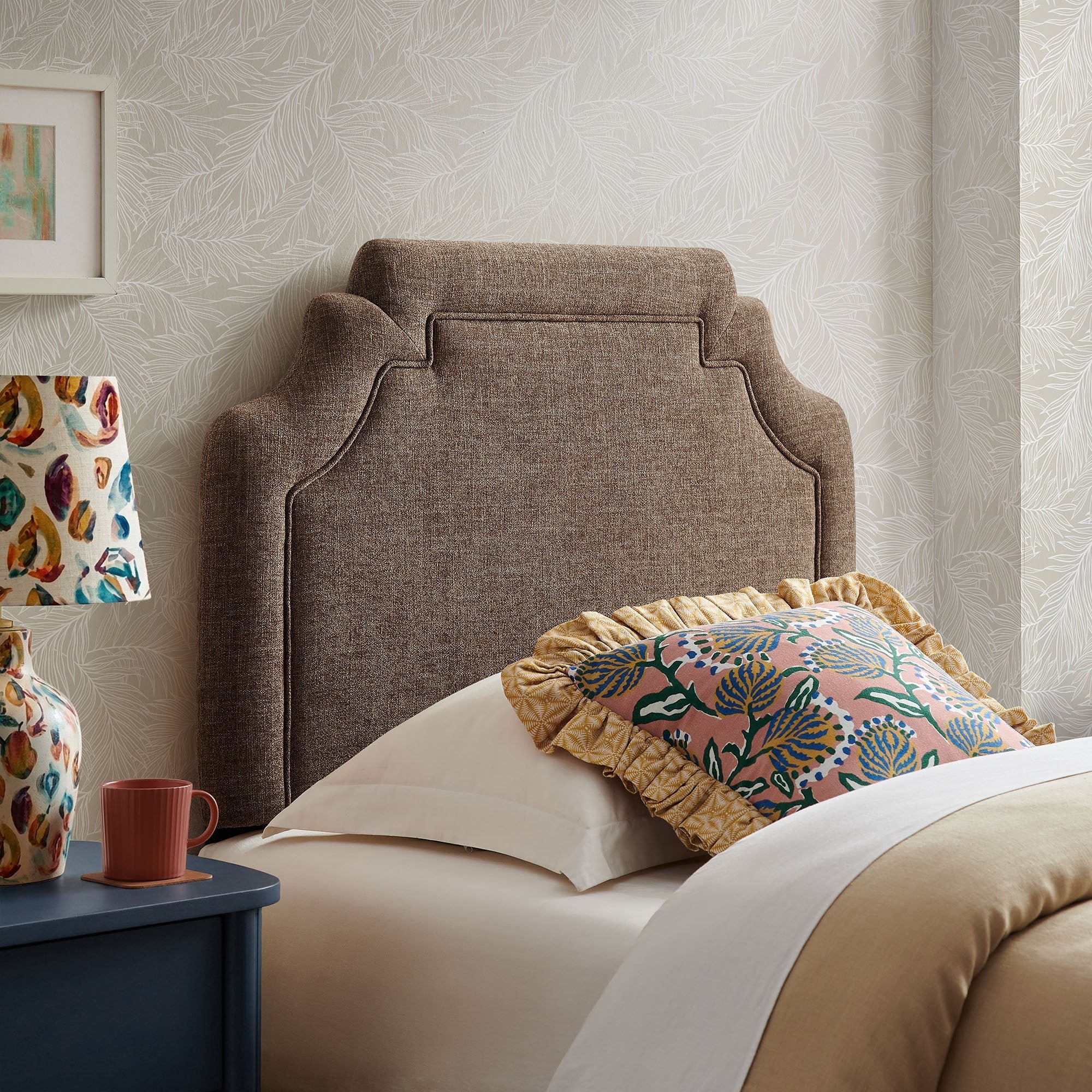 Magnolia Upholstered Fabric Queen Size Headboard