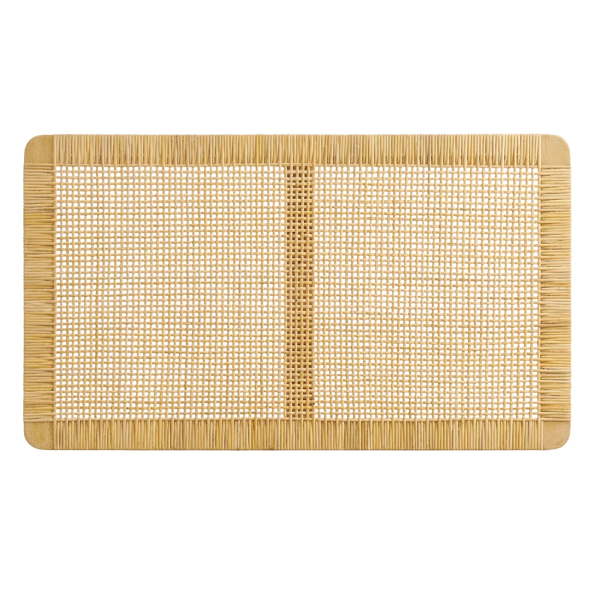 Sandy Wall Mounted Wood and Rattan Queen Size Headboard