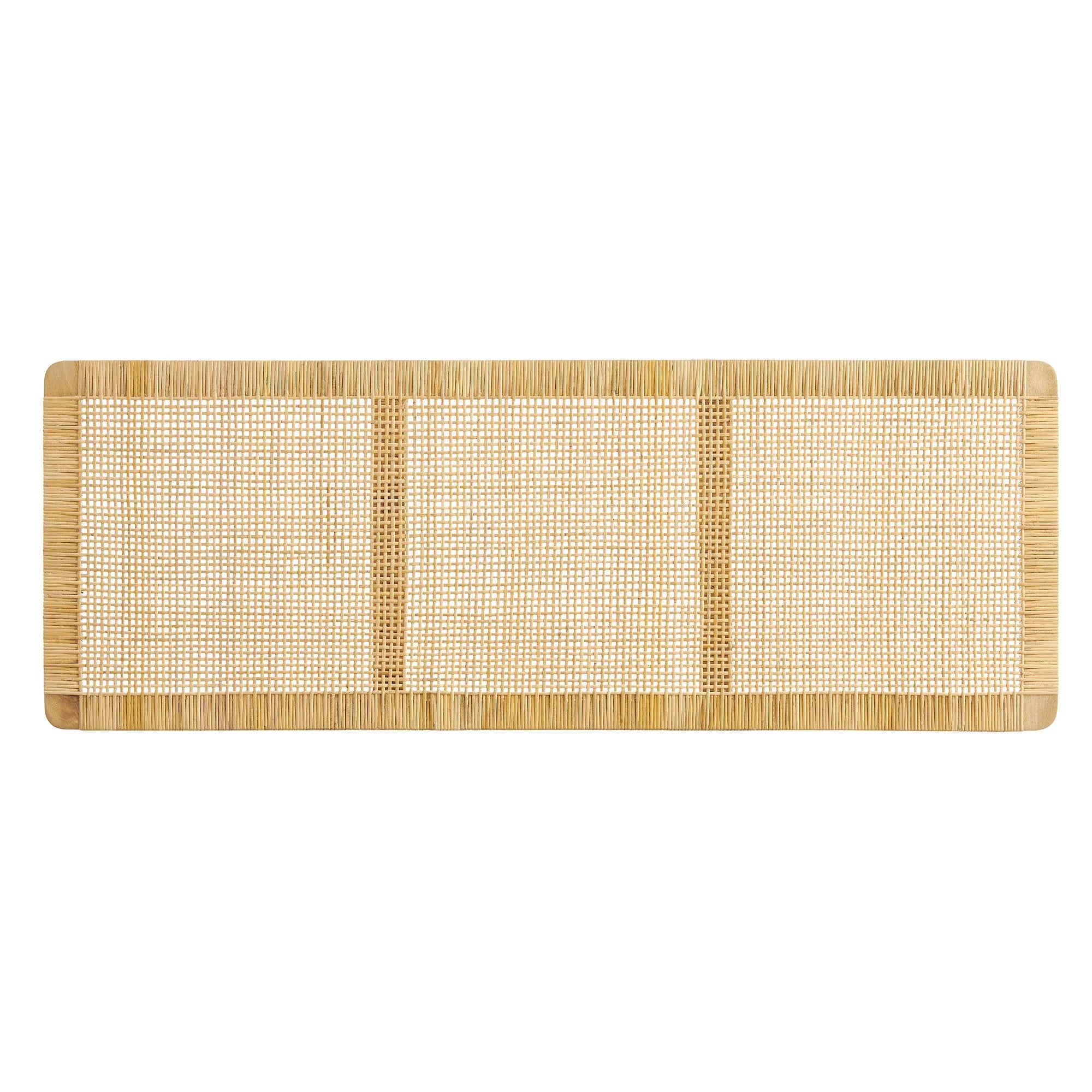 Sandy Wall Mounted Wood and Rattan Queen Size Headboard