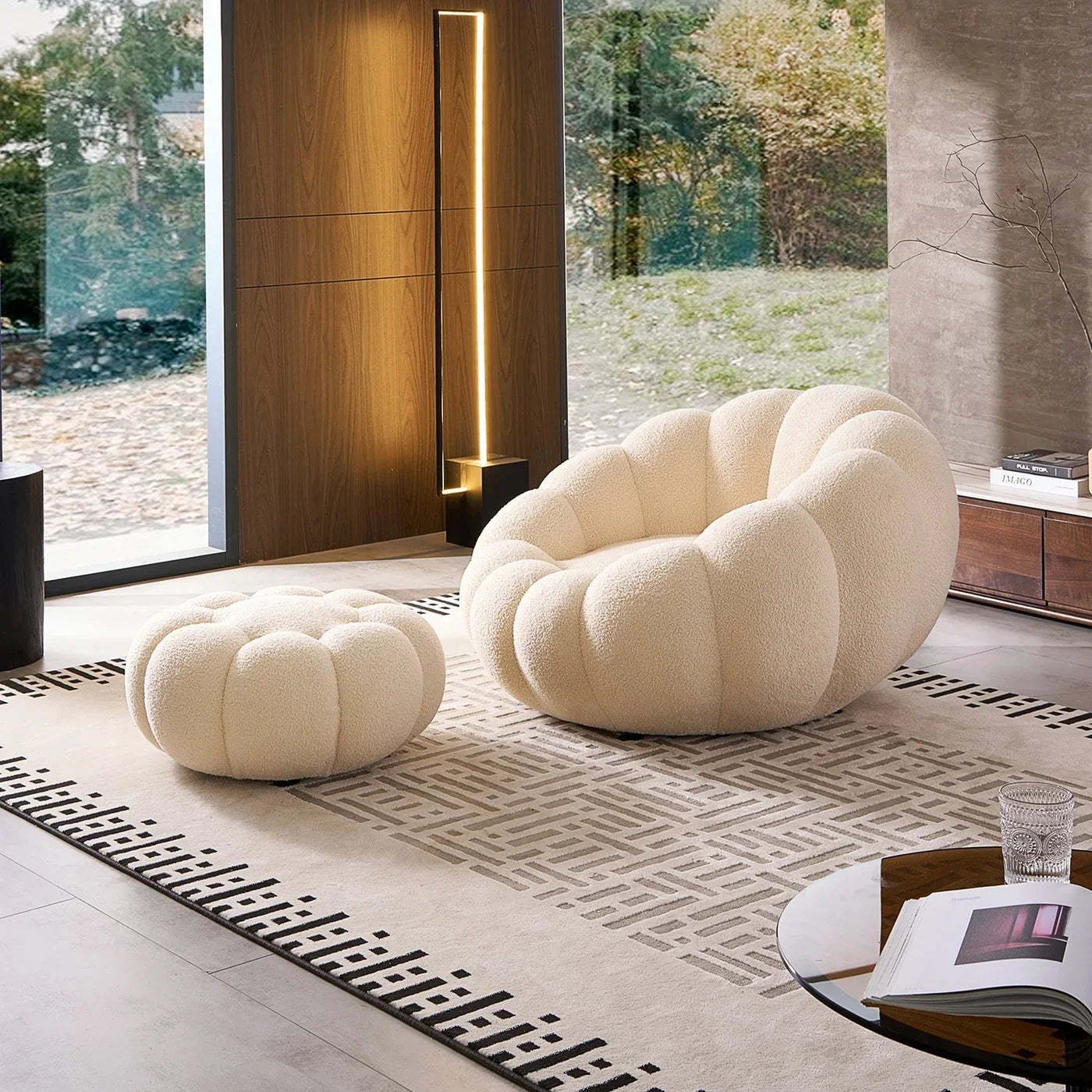 Pumpkin Boucle Ottoman
