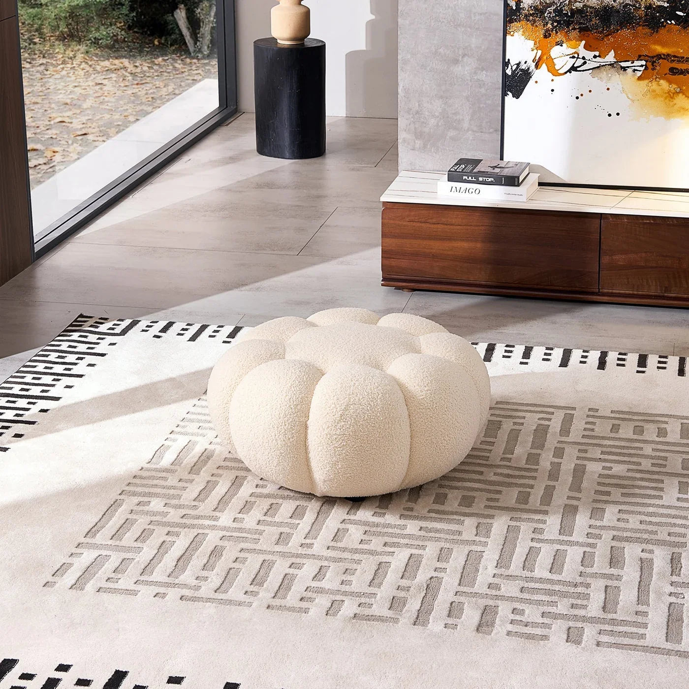 Pumpkin Boucle Ottoman
