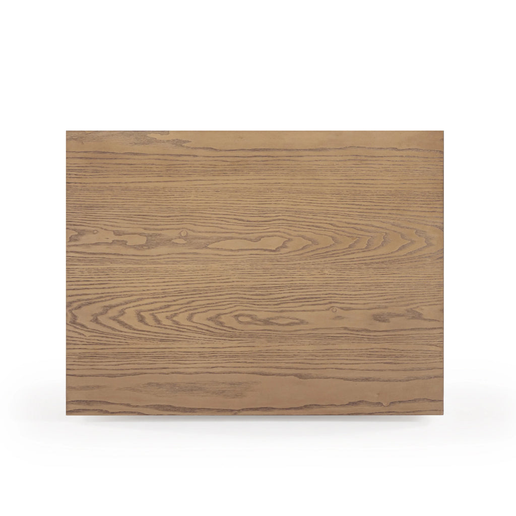 Laurentis 23.5" Light Taupe Suede and Wood 3-Drawer Nightstand