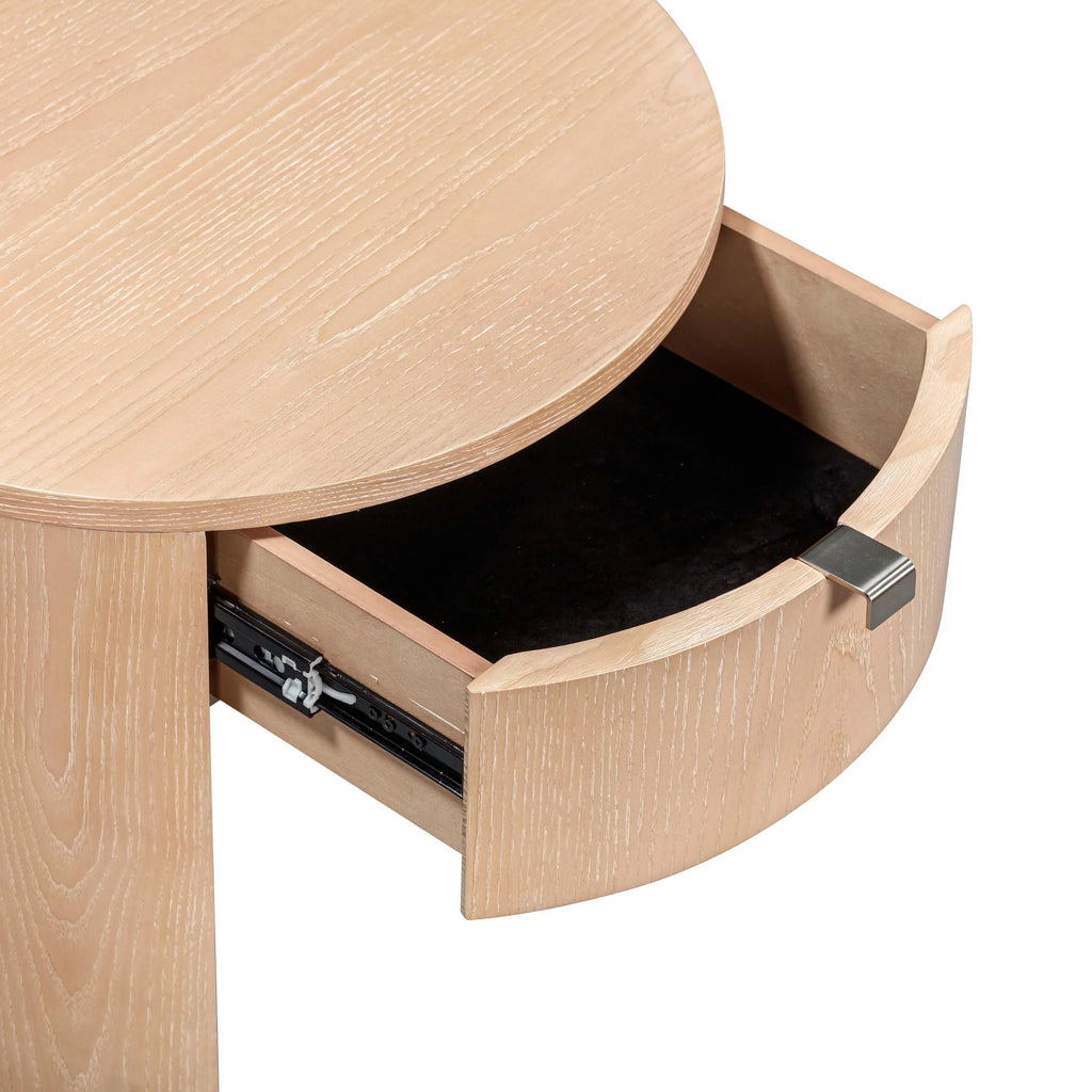 Marlow 19" Wood Round Nightstand With Drawer