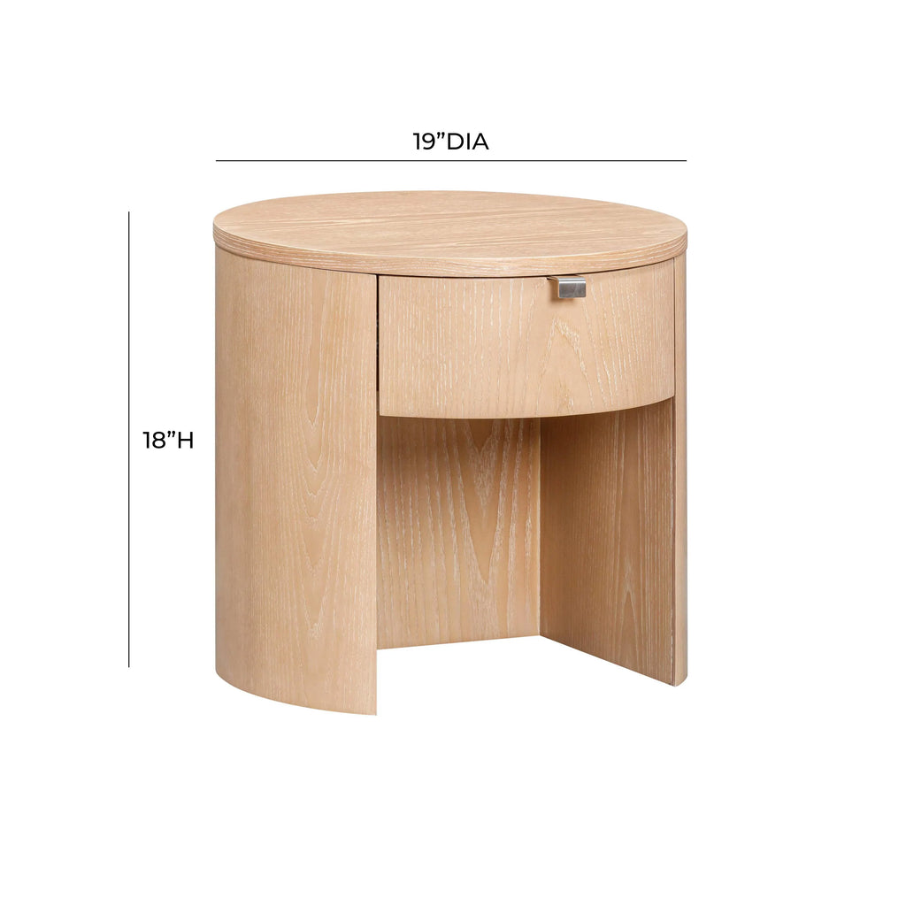 Marlow 19" Wood Round Nightstand With Drawer