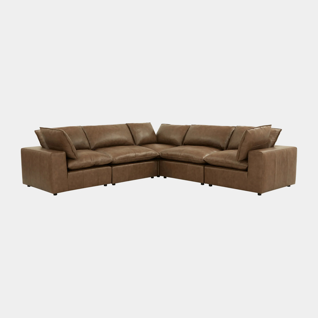Cali 5-Piece Brown Leather Modular L-Sectional