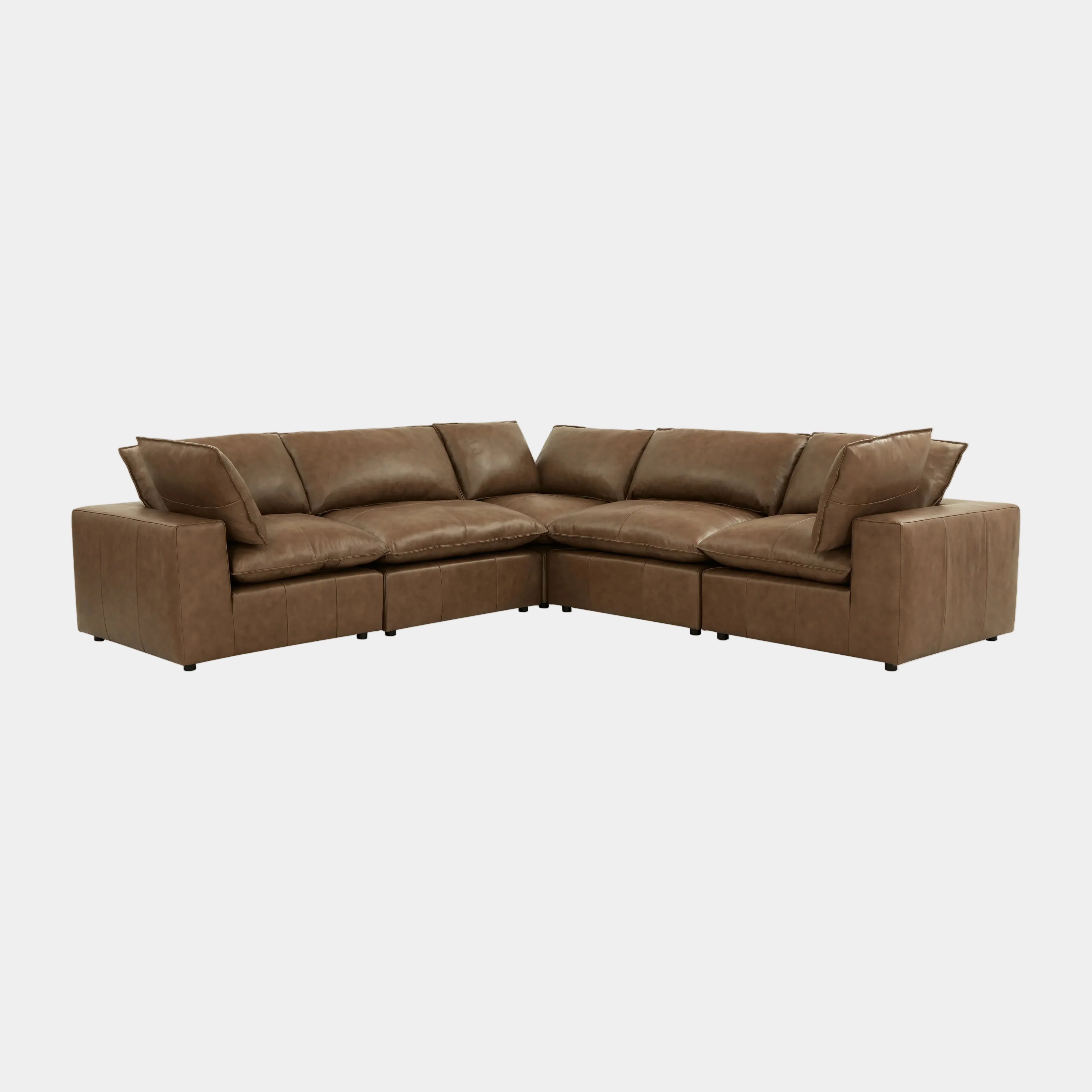 Cali 5-Piece Brown Leather Modular L-Sectional