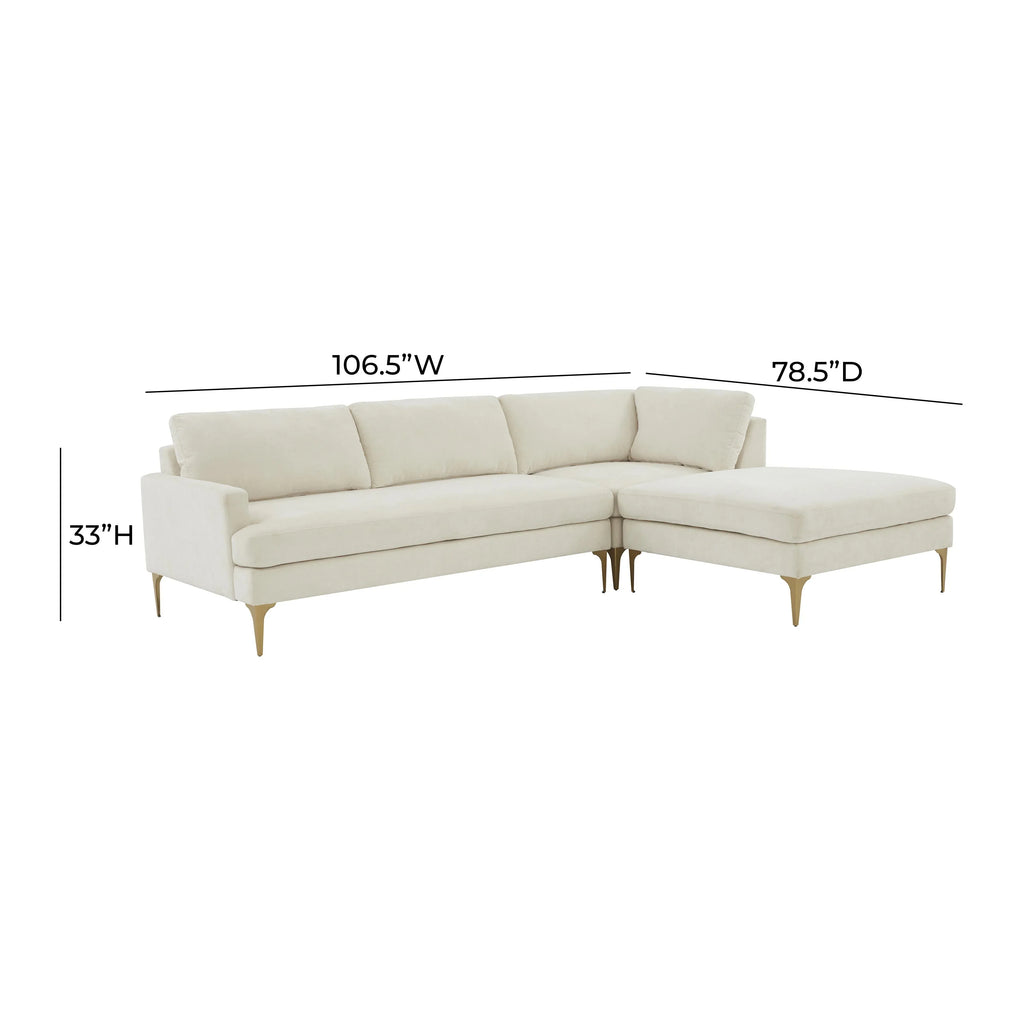 Serena 3-Piece Performance Velvet Chaise Sectional