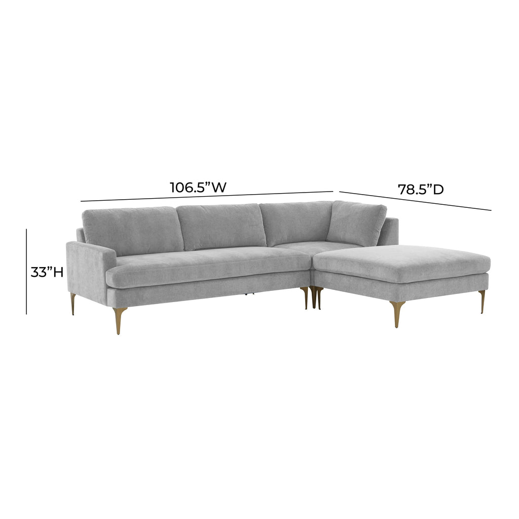 Serena 3-Piece Performance Velvet Chaise Sectional