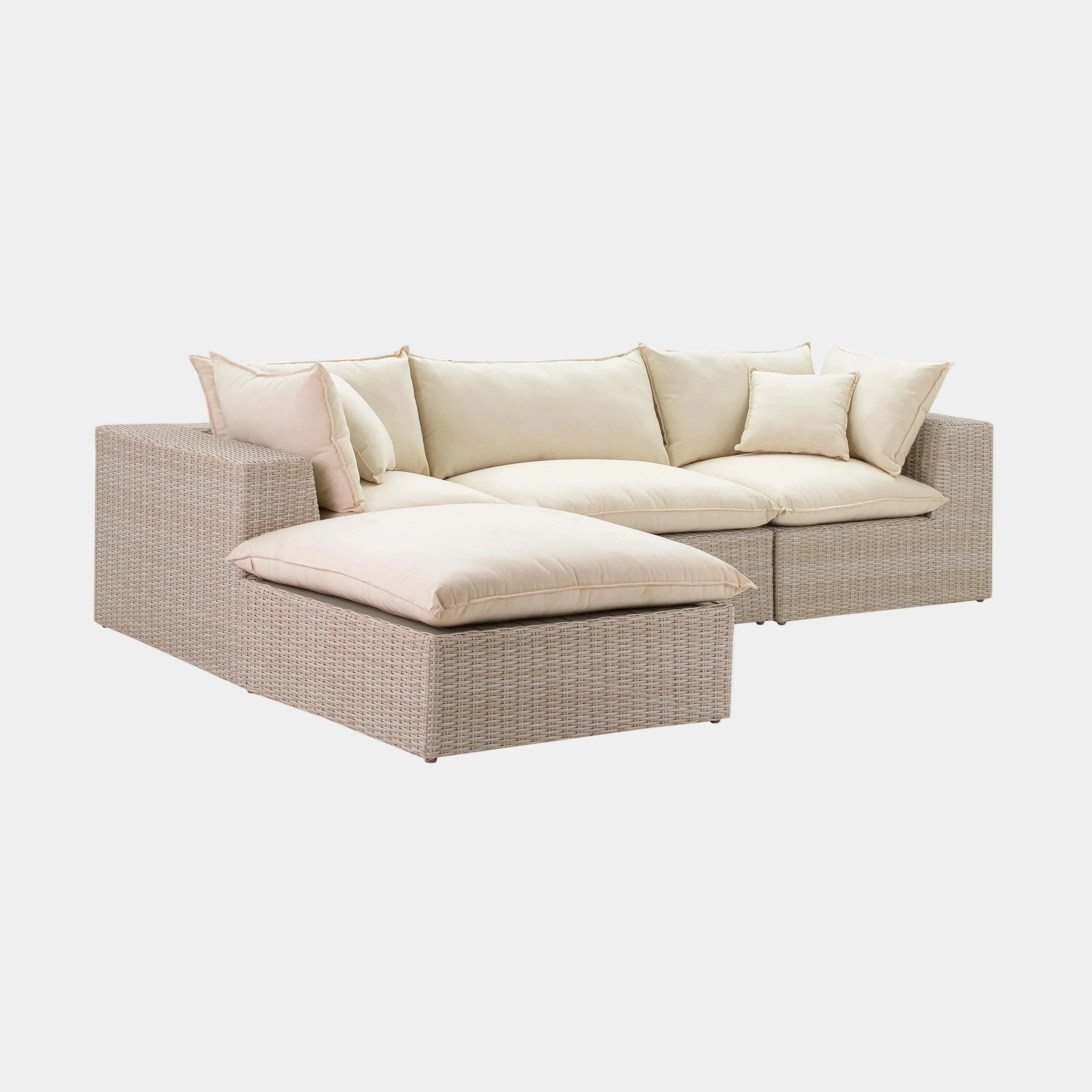 Cali 4-Piece Natural Wicker Outdoor Modular Sectional