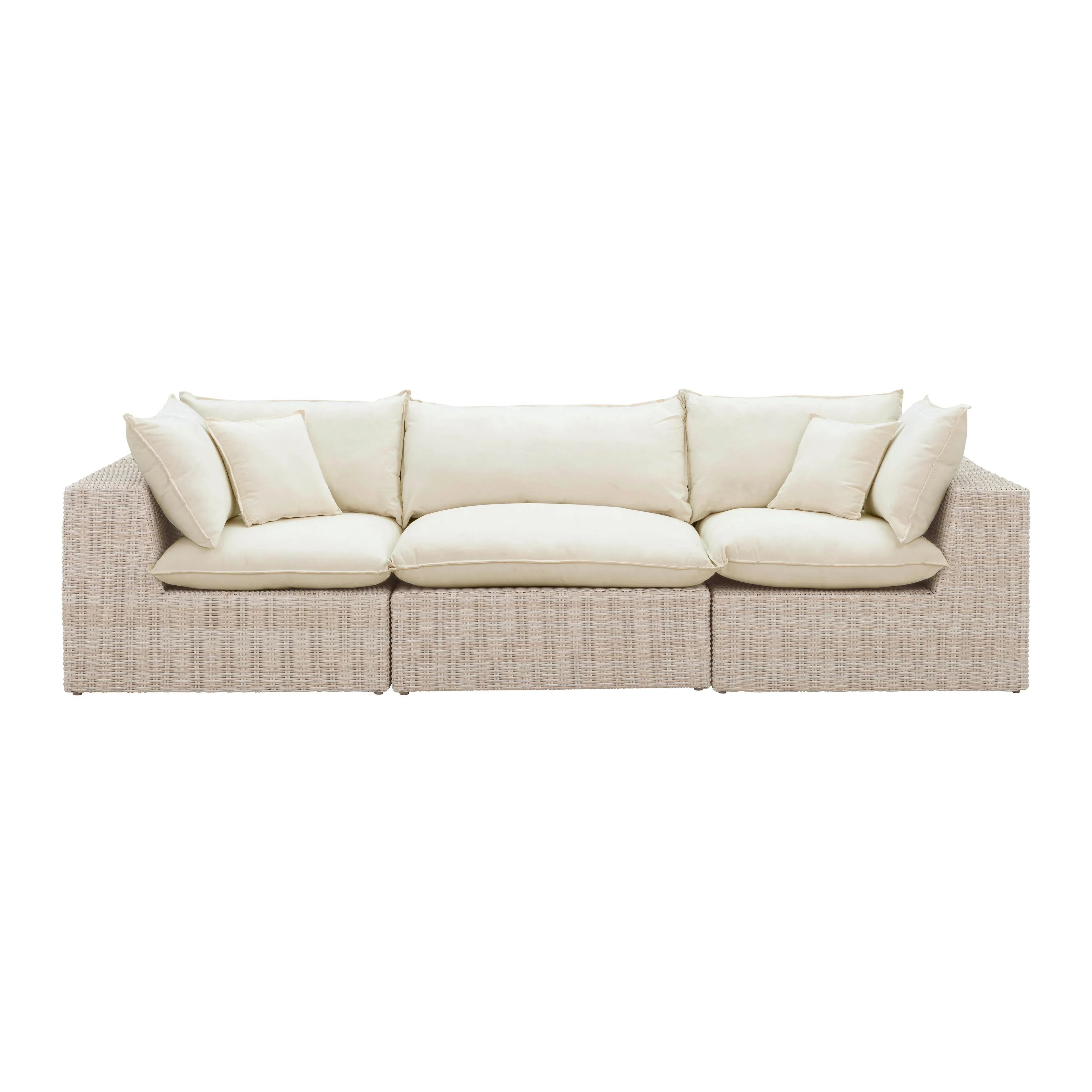 Cali 120" Natural Wicker Outdoor Modular Sofa