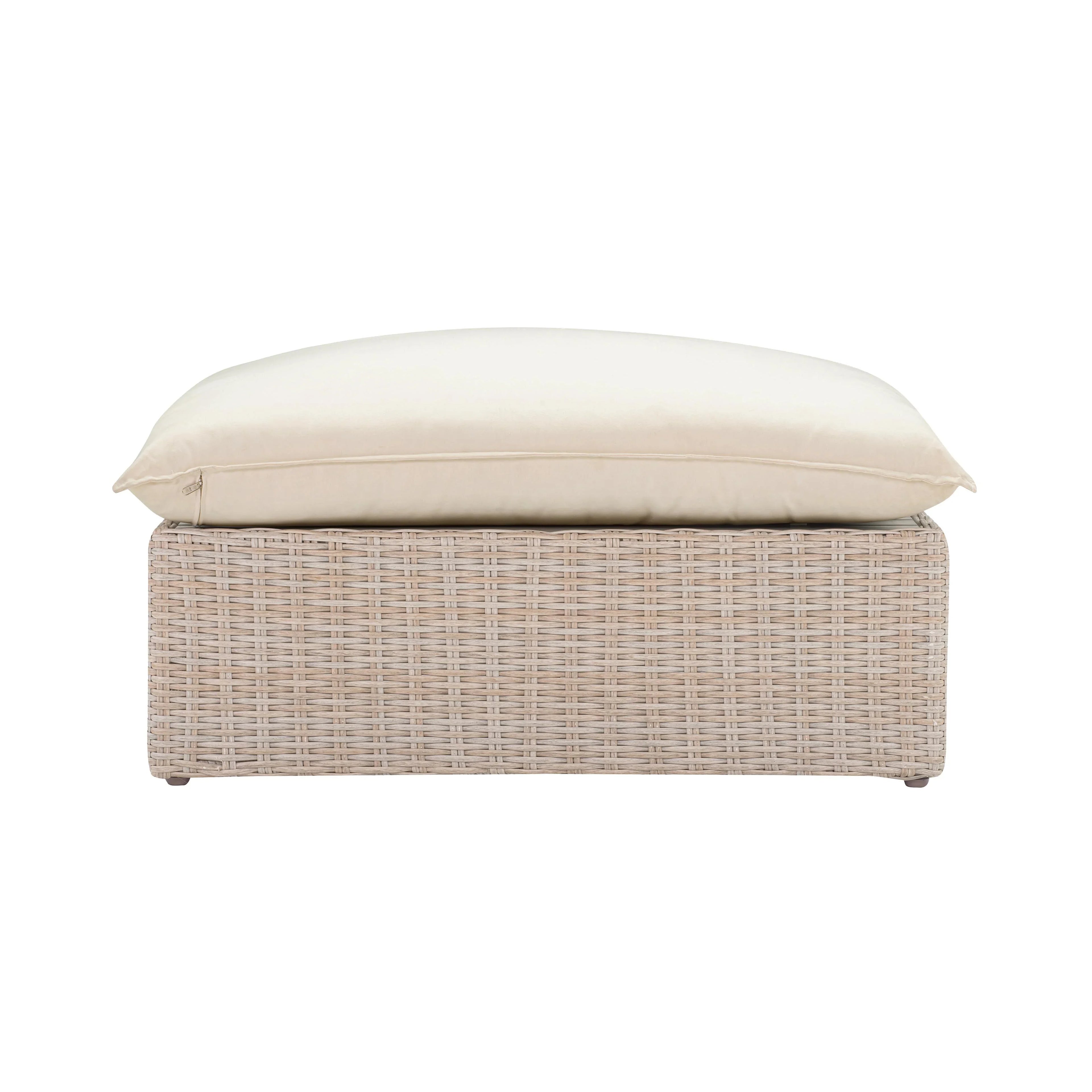 Cali 39" Natural Wicker Outdoor Ottoman / Coffee Table