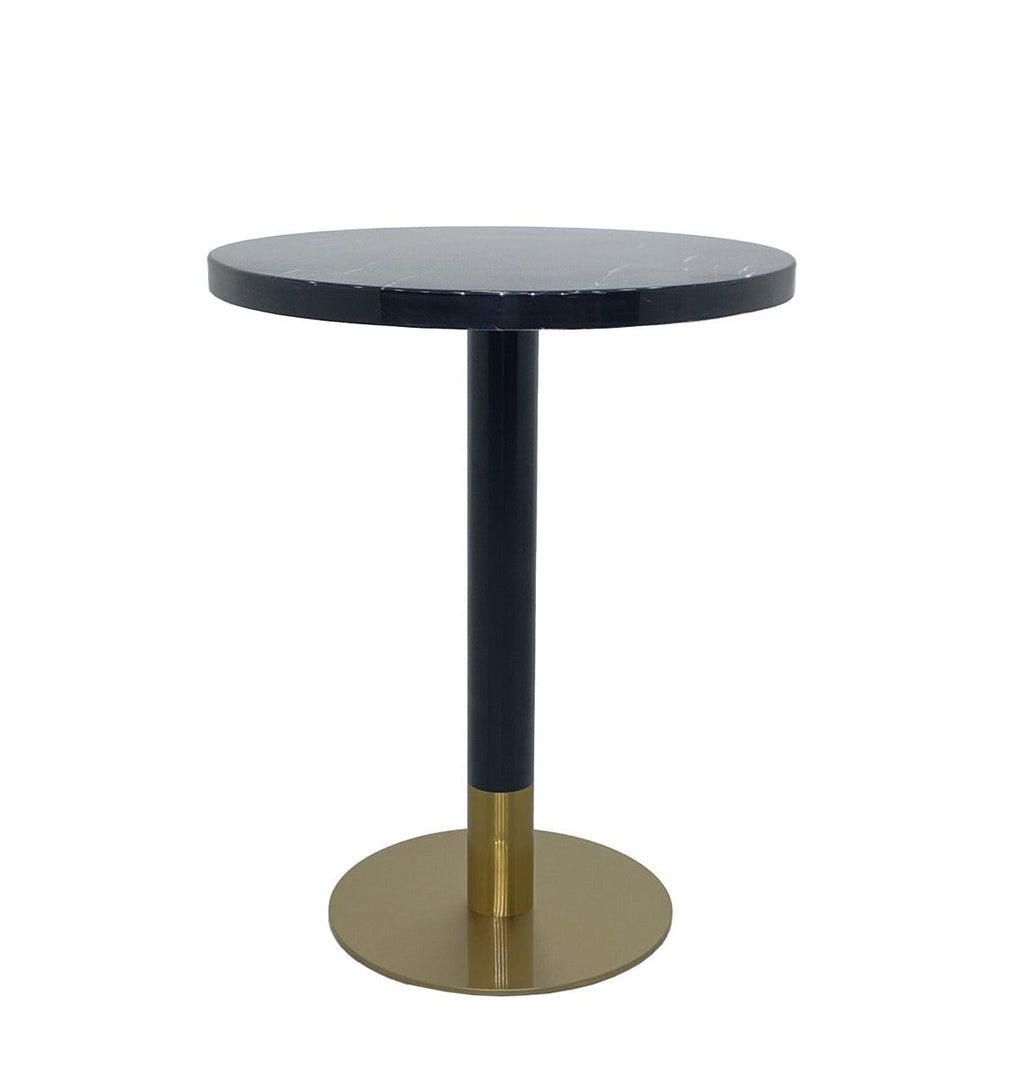 Orbit Continental Tea Round Table Stone Top - Black Pole