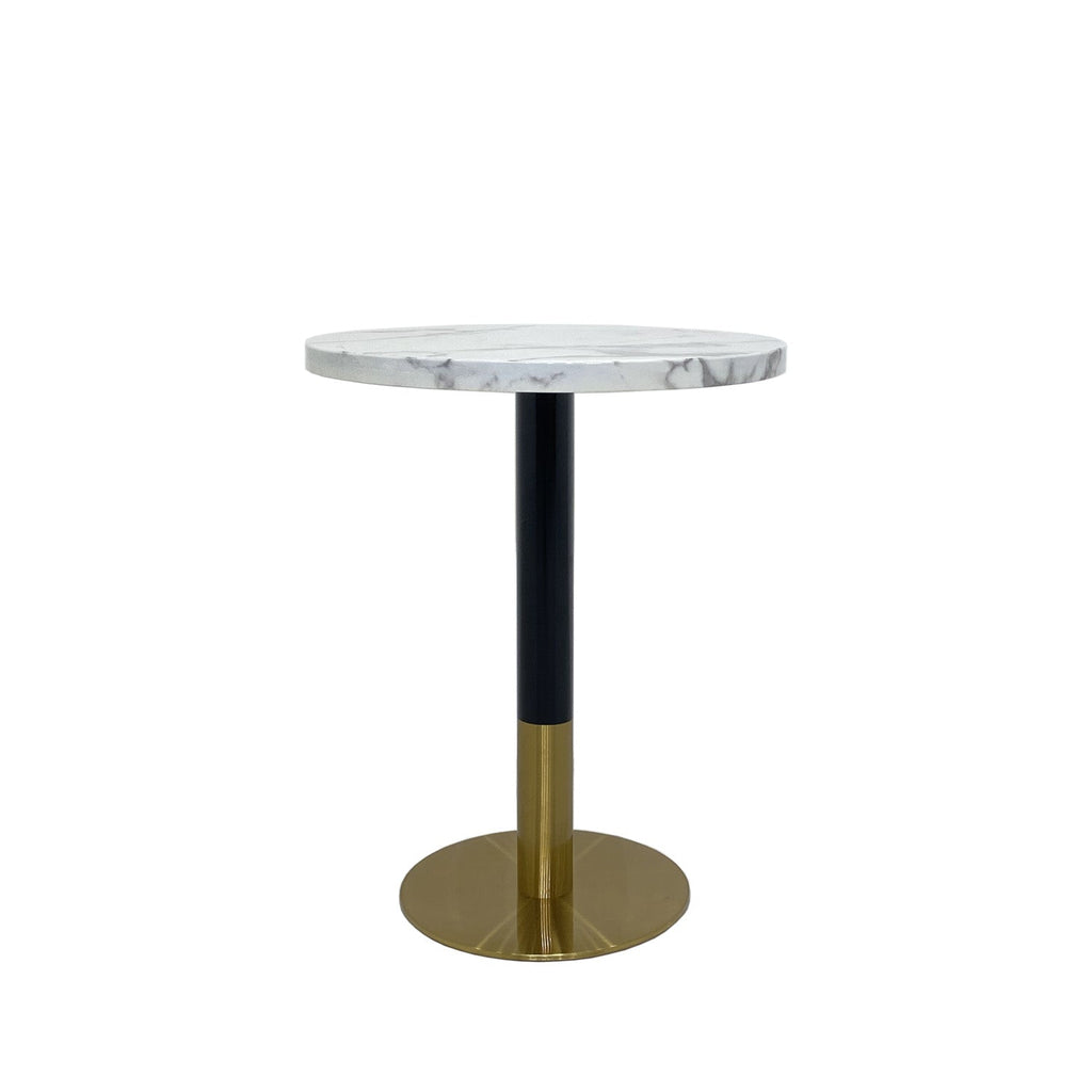 Orbit Continental Tea Round Table Stone Top - Black Pole
