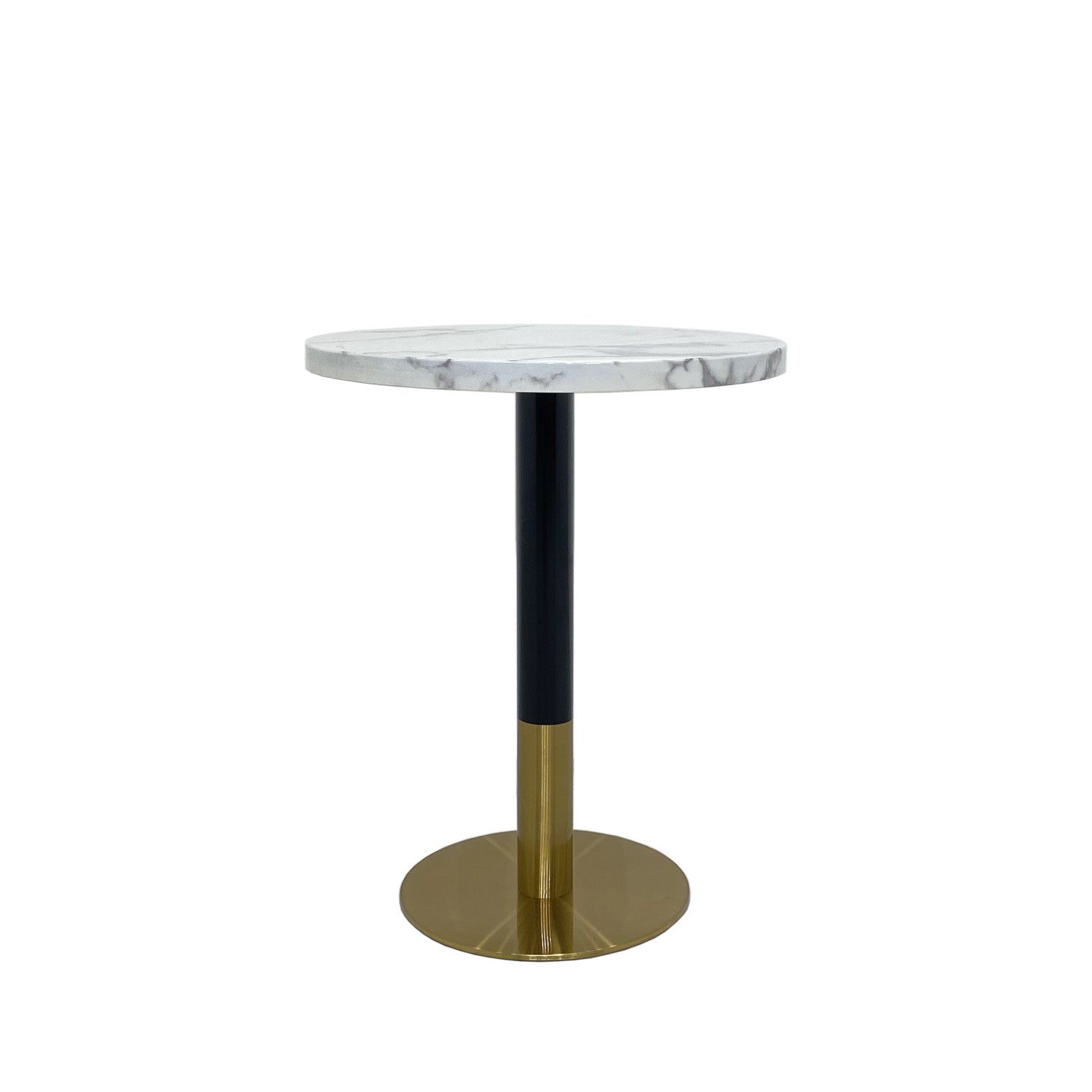 Orbit Continental Tea Round Table Stone Top - Black Pole