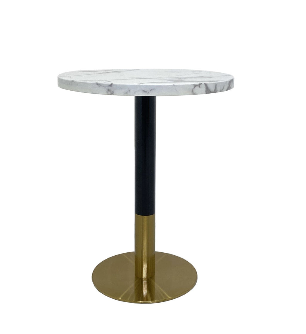 Orbit Continental Tea Round Table Stone Top - Black Pole