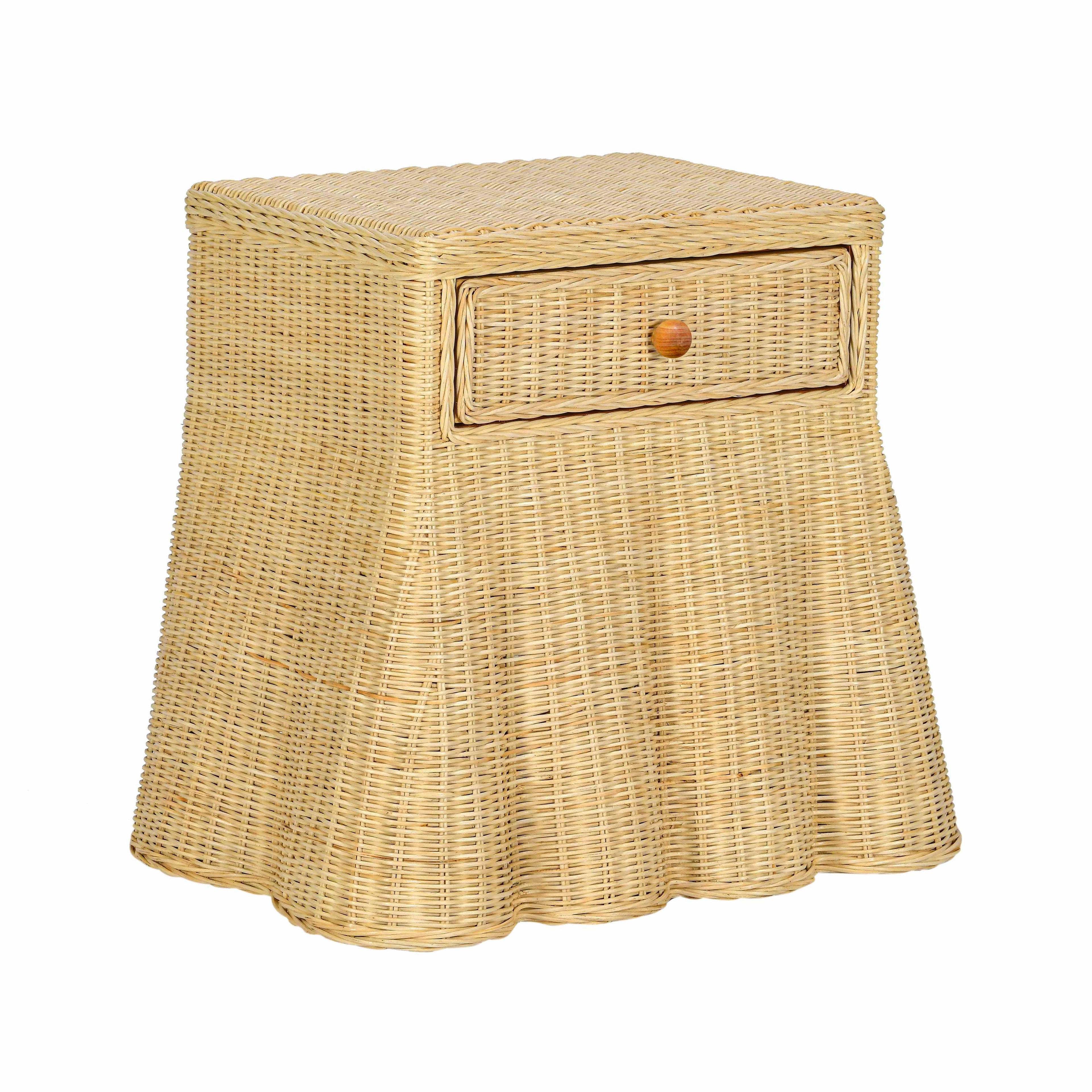 Pentra 25" Natural Rattan Nightstand With Drawer