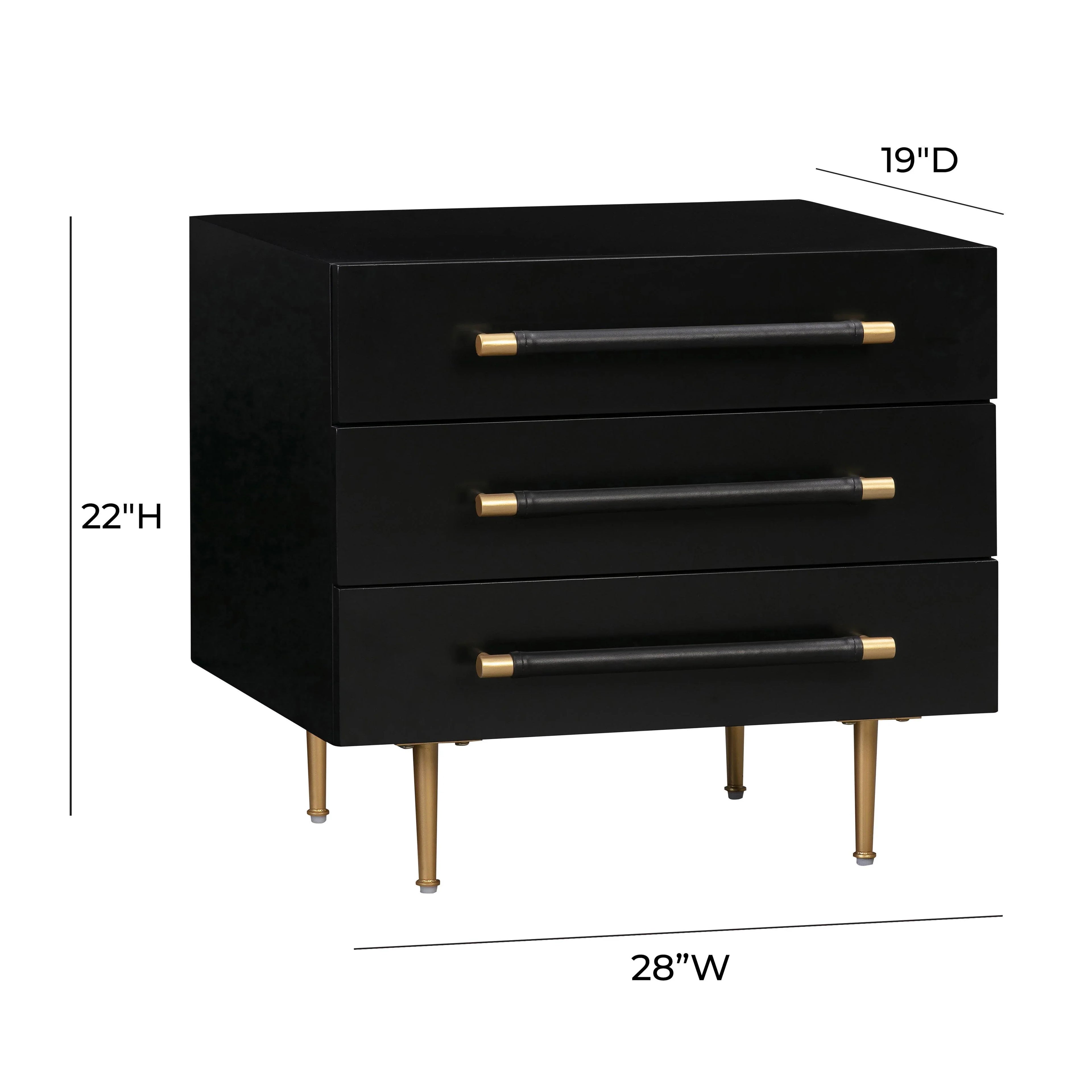 Trident 28" 3-Drawer Nightstand