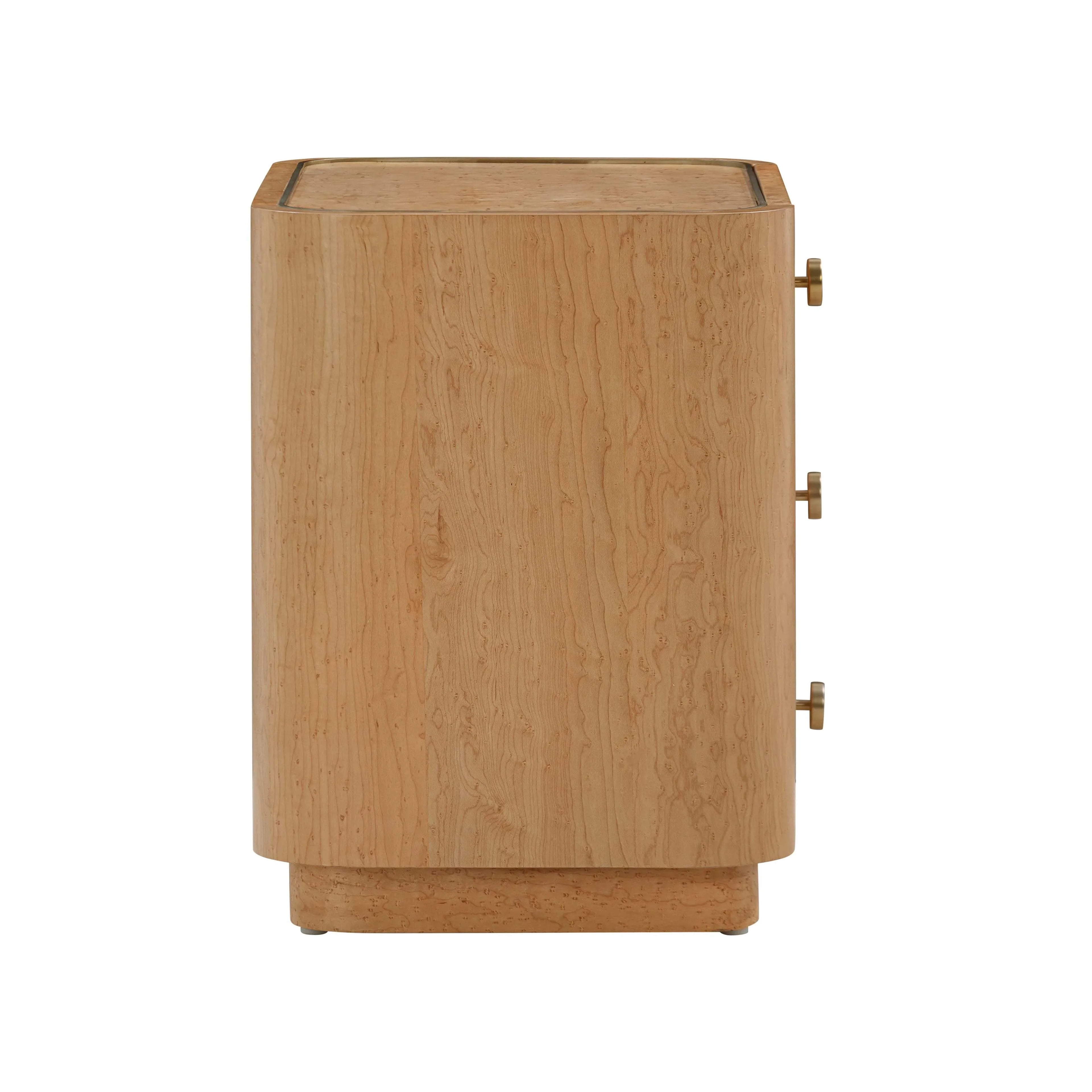 Abigail 22" Natural Birdseye Maple 3-Drawer Nightstand