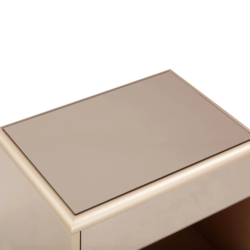 Martha 25" Taupe Mirrored Nightstand With Drawer