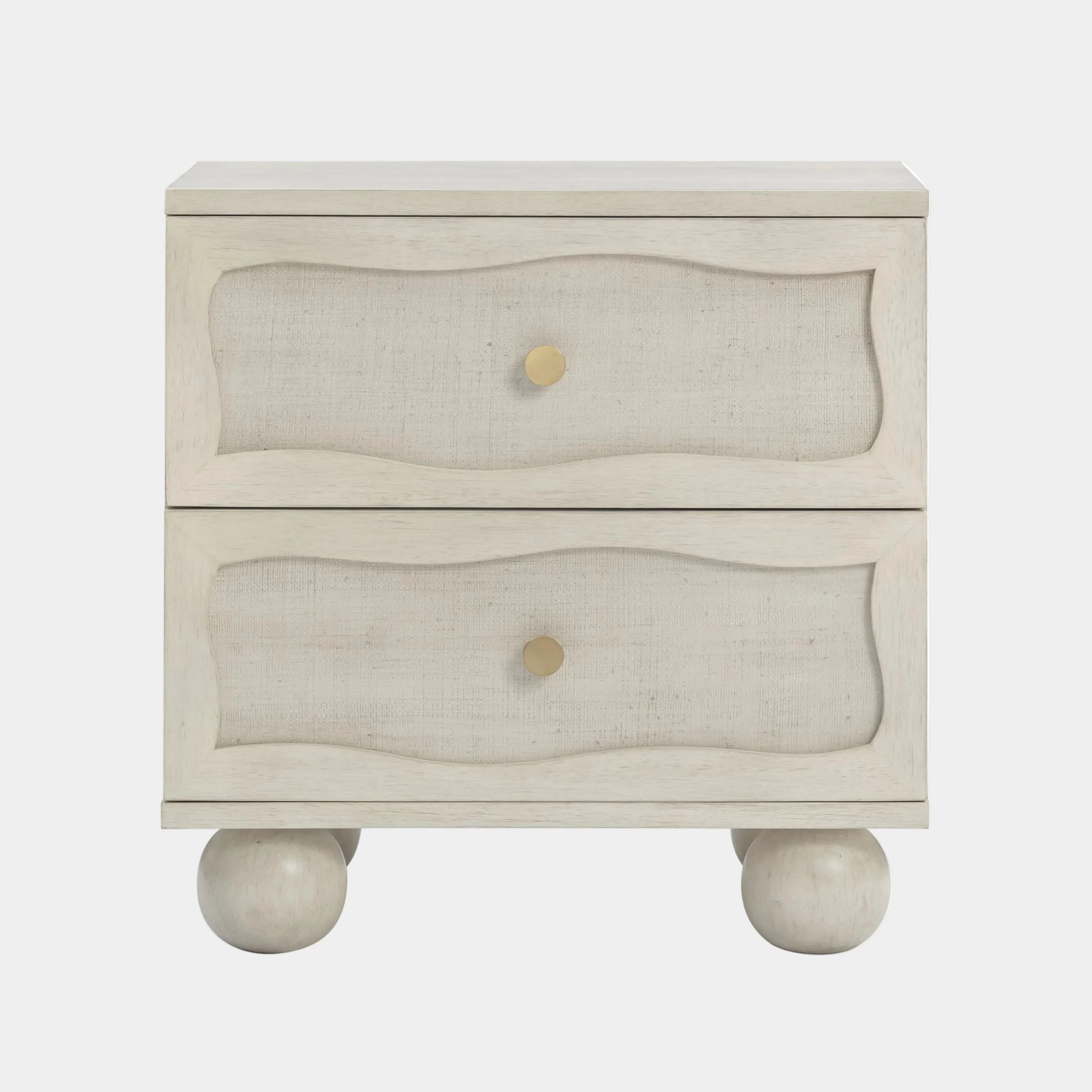 Grappa 22" Wood & Raffia Wavy 2-Drawer Nightstand