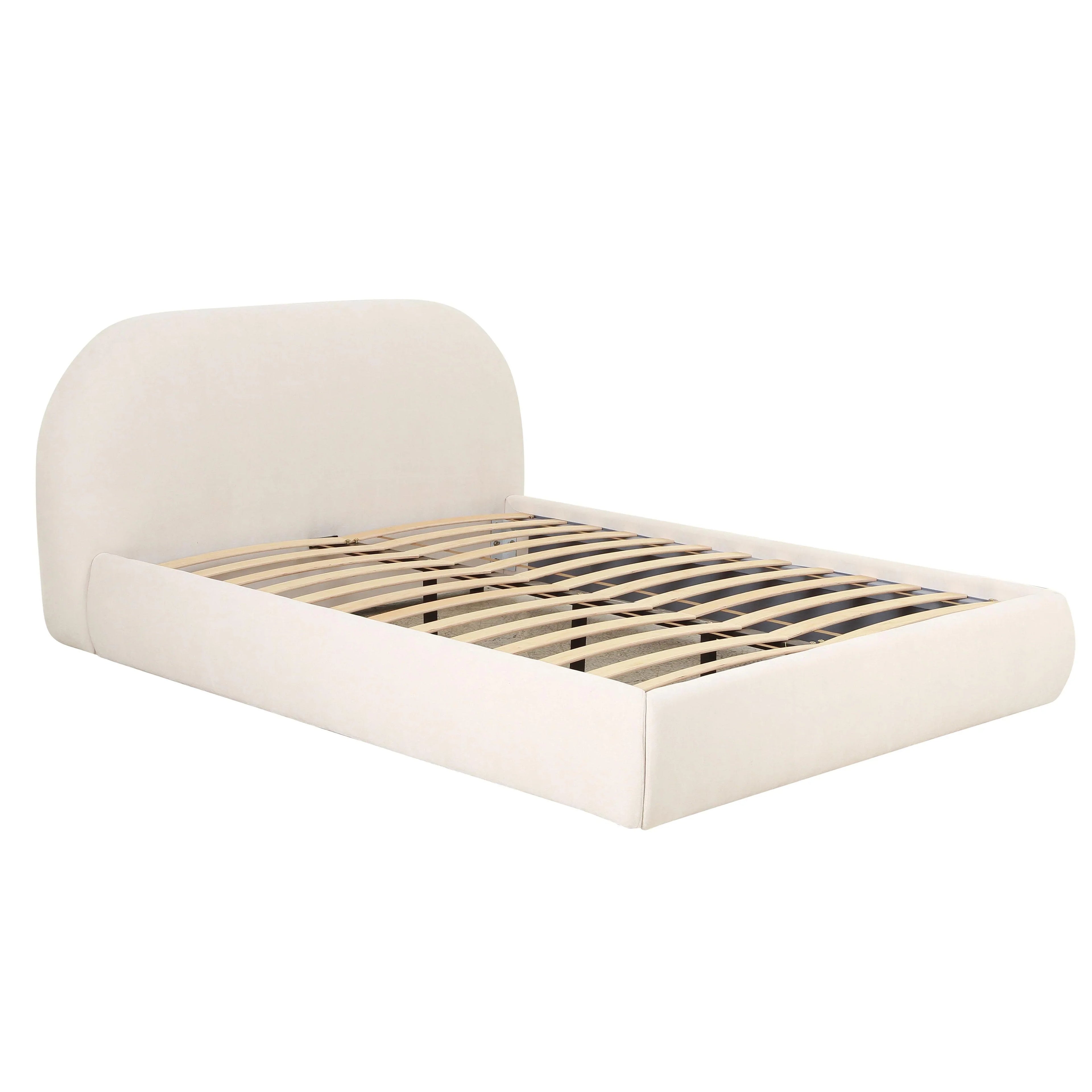 Bara Cream Textured Performance Velvet Bed