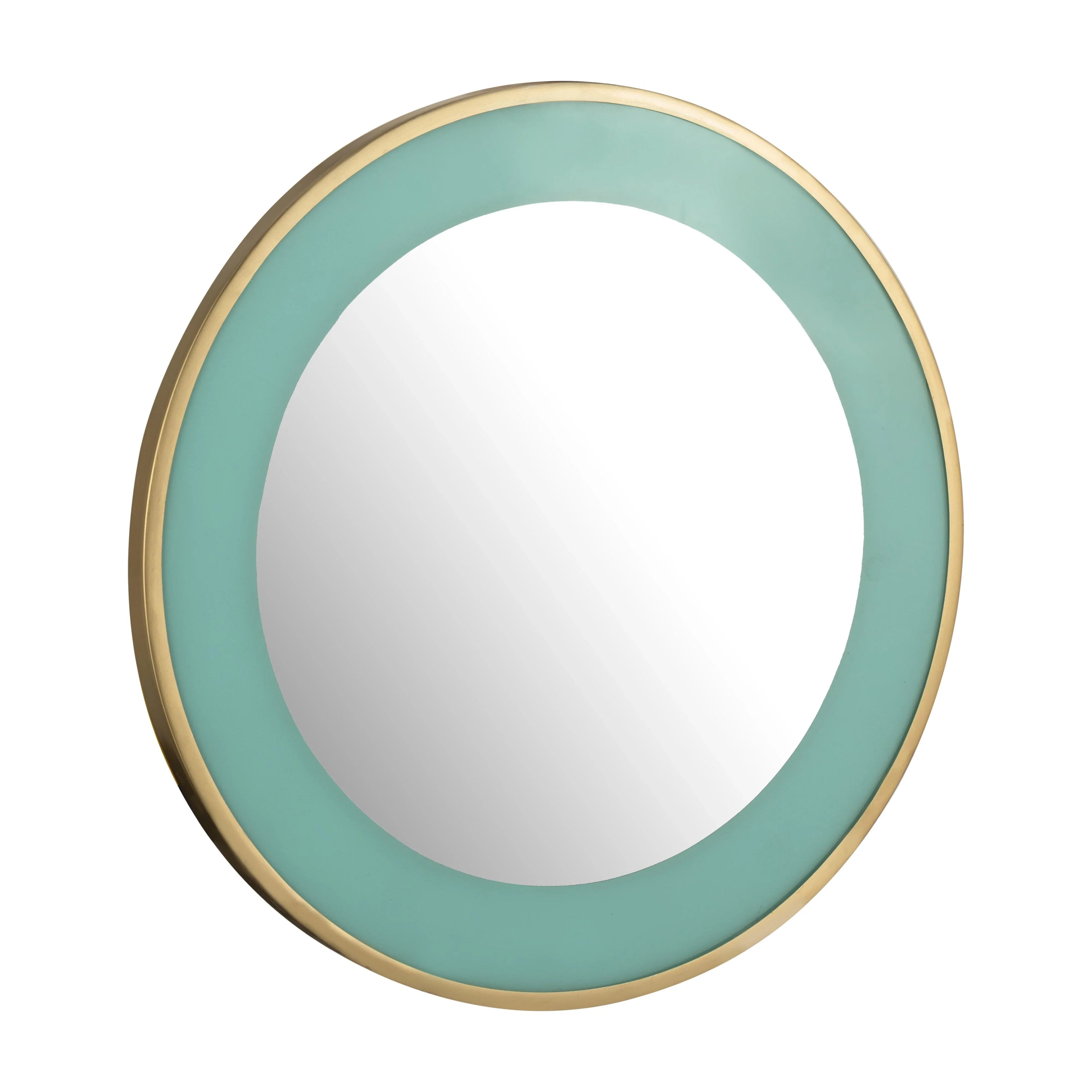 Lucille 24" Turquoise and Brass Round Wall Mirror