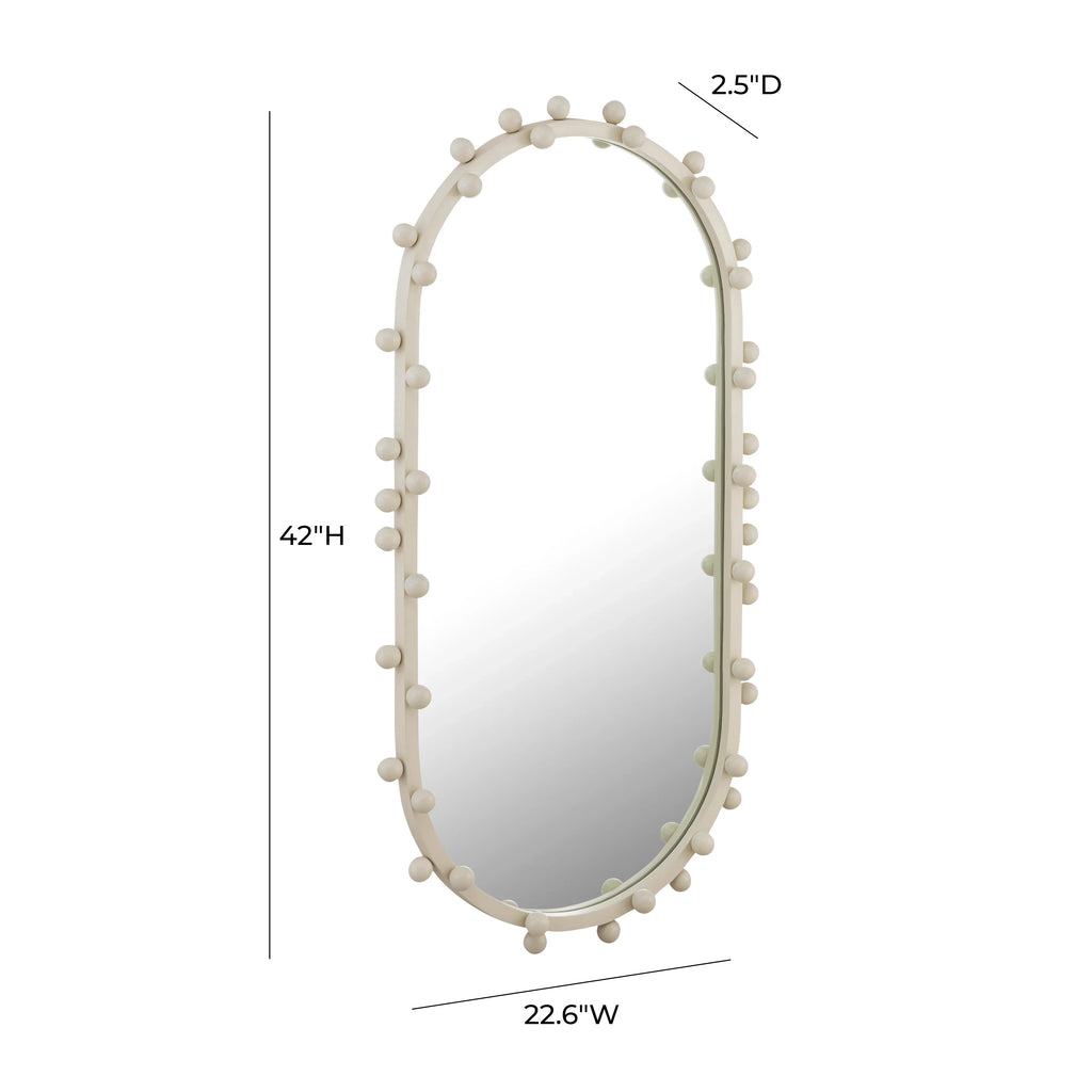 Bubbles Ivory Oval Wall Mirror (17"X31.5"-22.6"X42")