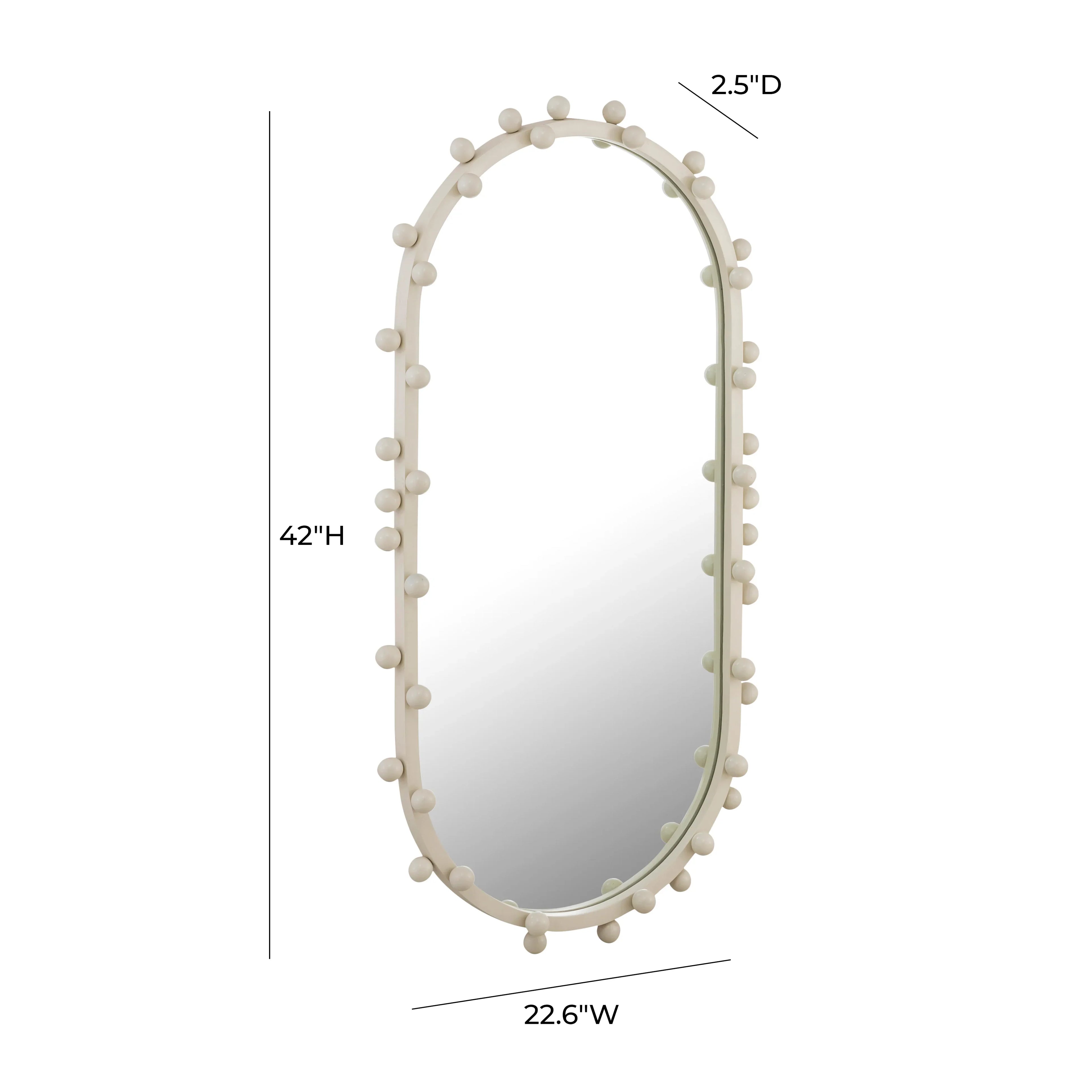 Bubbles Ivory Oval Wall Mirror (17"X31.5"-22.6"X42")