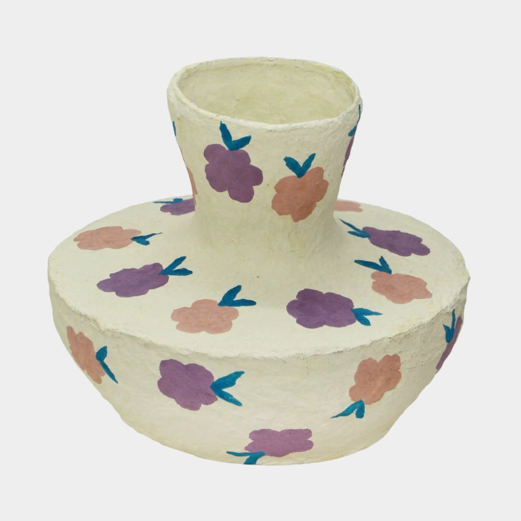 Cotton Mache Vase in Spring Blossoms