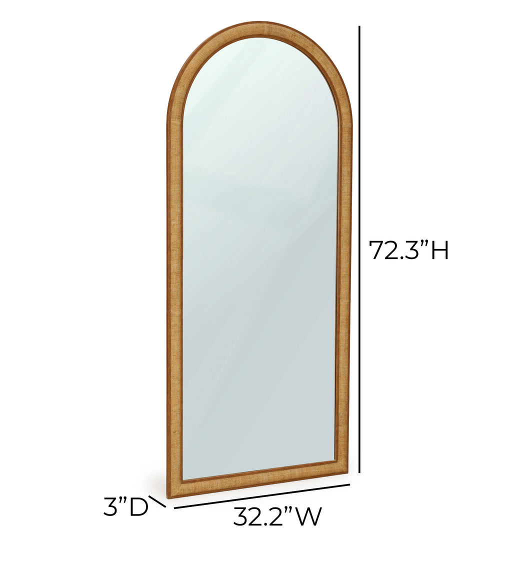 Arch 72" Natural Raffia Contract-Grade Floor Mirror