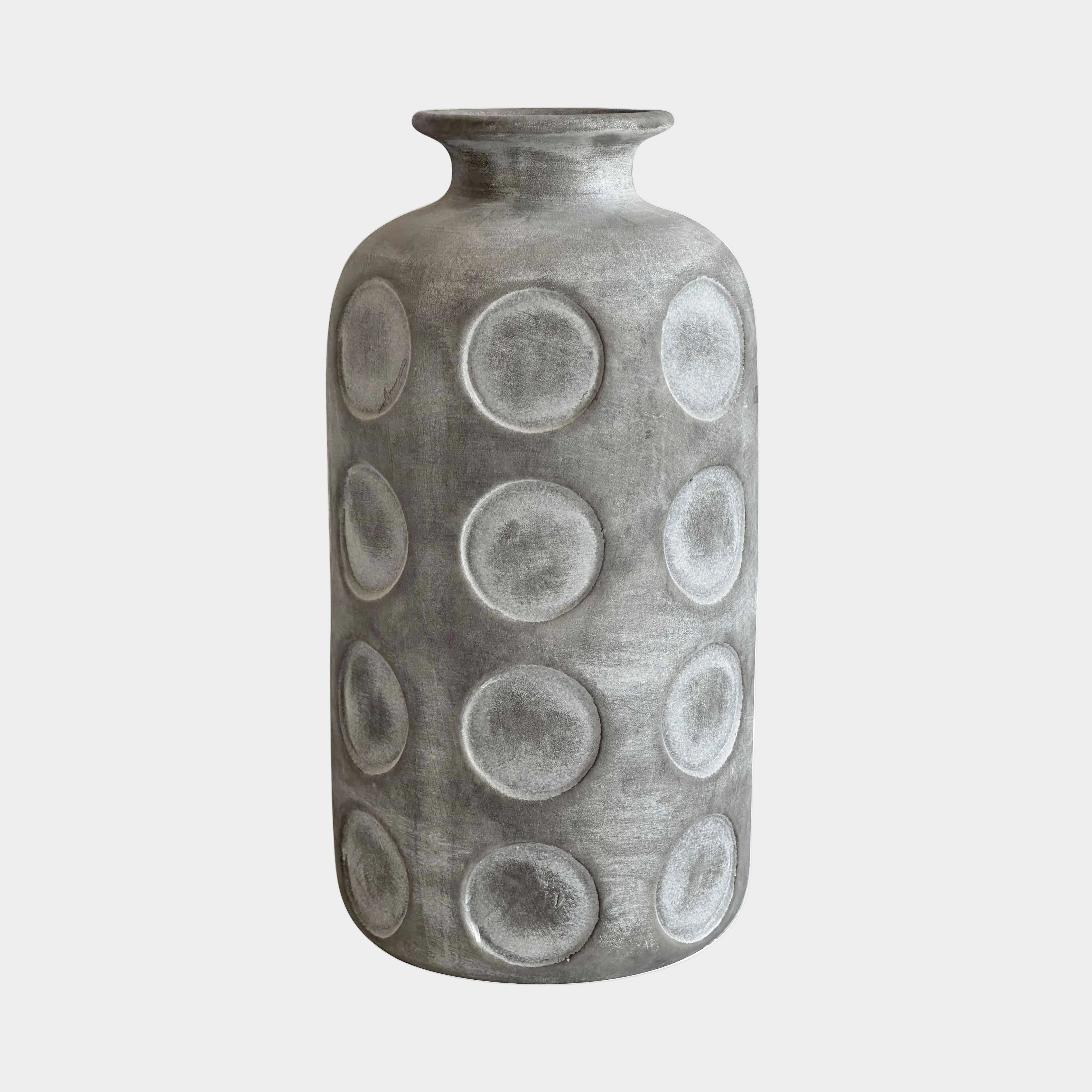 Earthenware Aztec Tub Flower Vase in Grey