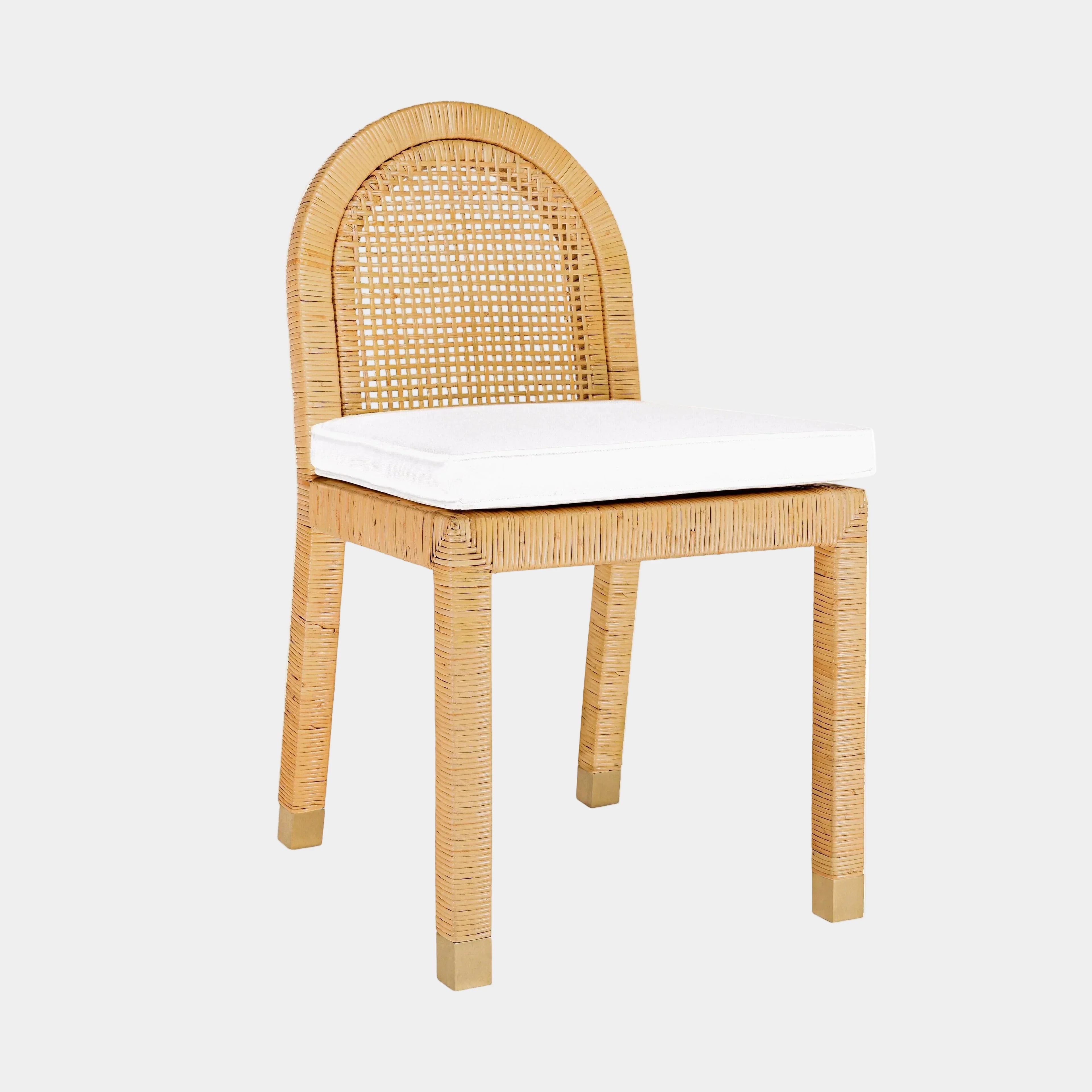 Amara Natural Rattan and Performance Fabric Arched Back Dining Chair