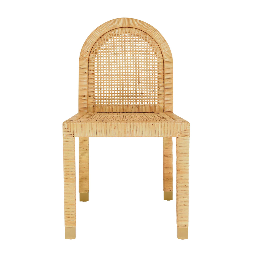 Amara Natural Rattan and Performance Fabric Arched Back Dining Chair