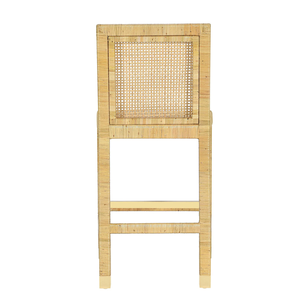 Amara Rattan & Cream Contract-Grade Linen Stool