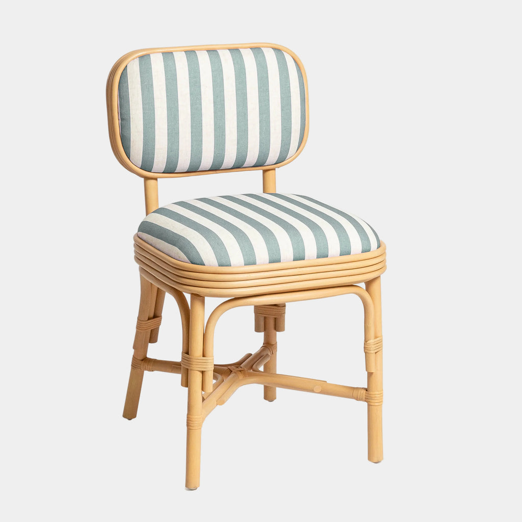 Dorine Striped Performance Linen & Rattan Dining Chair