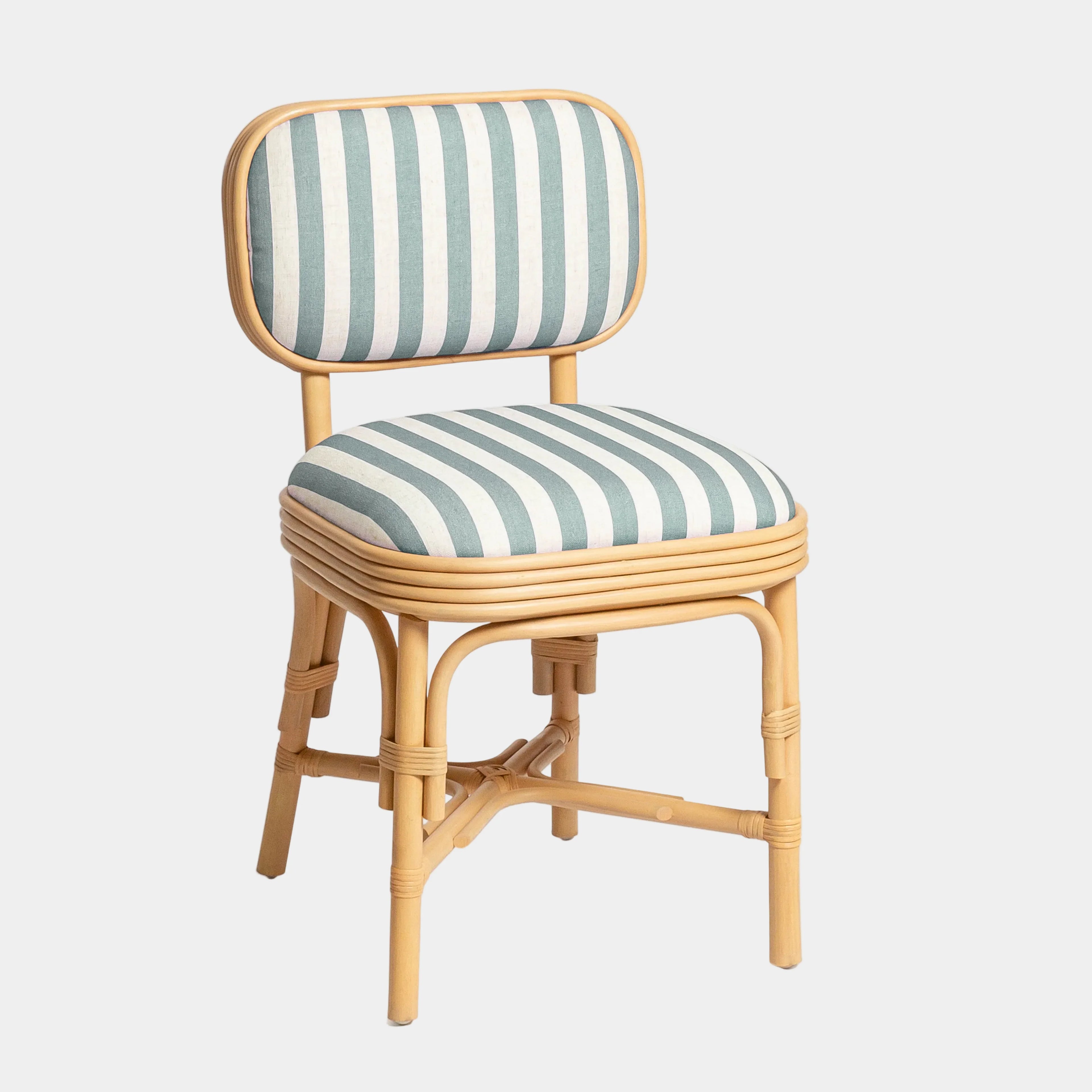 Dorine Striped Performance Linen & Rattan Dining Chair