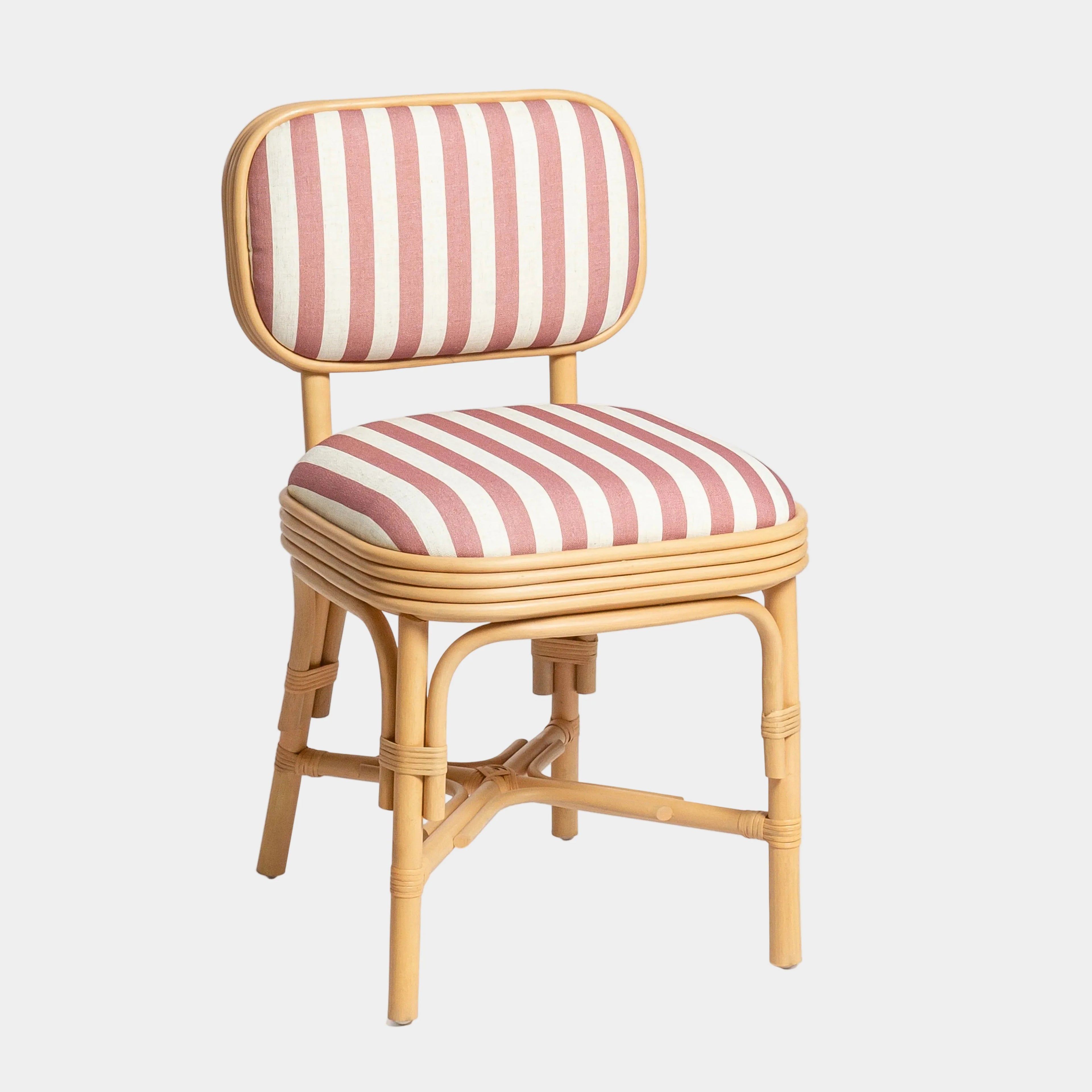 Dorine Striped Performance Linen & Rattan Dining Chair