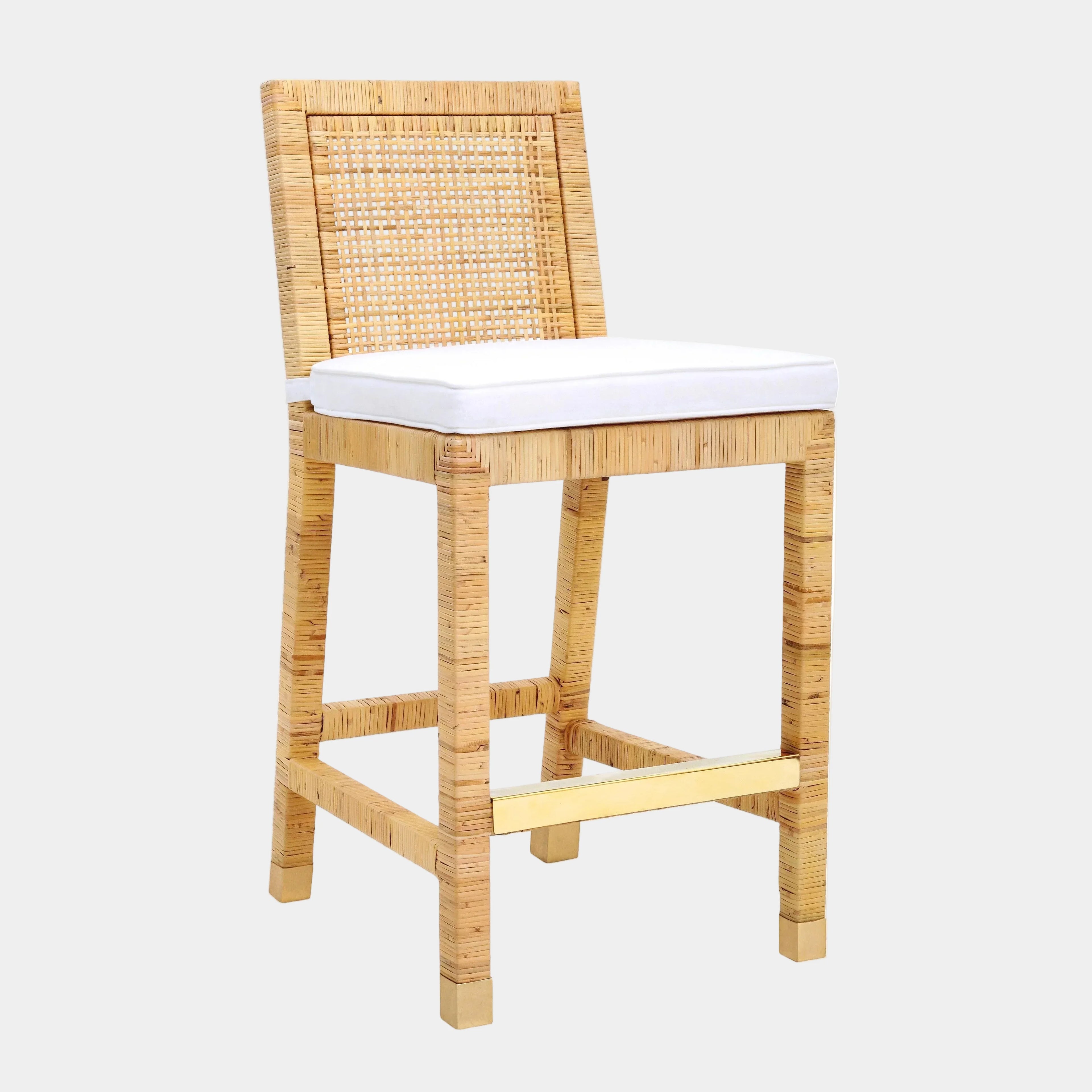 Amara Woven Rattan Performance Fabric Stool