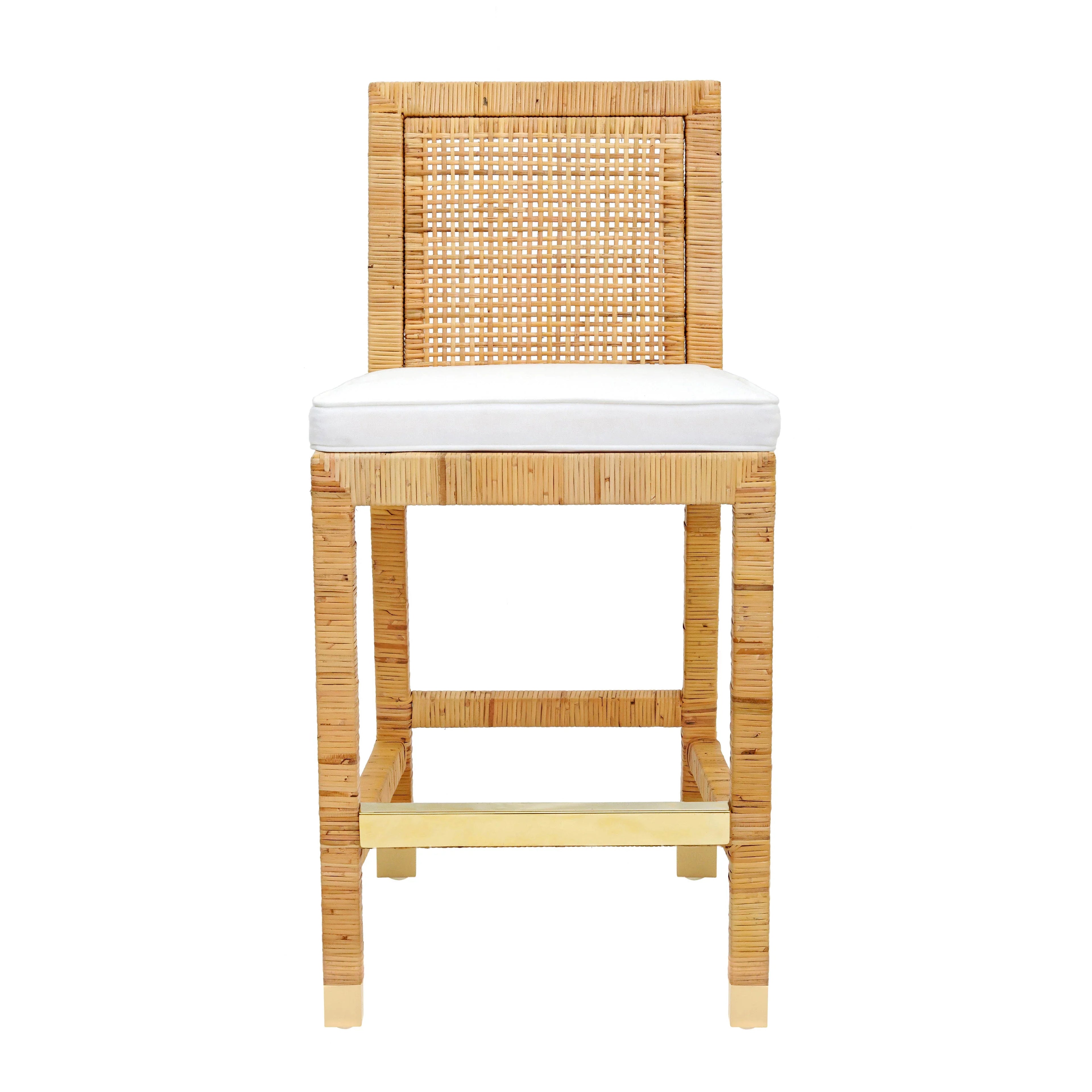 Amara Woven Rattan Performance Fabric Stool